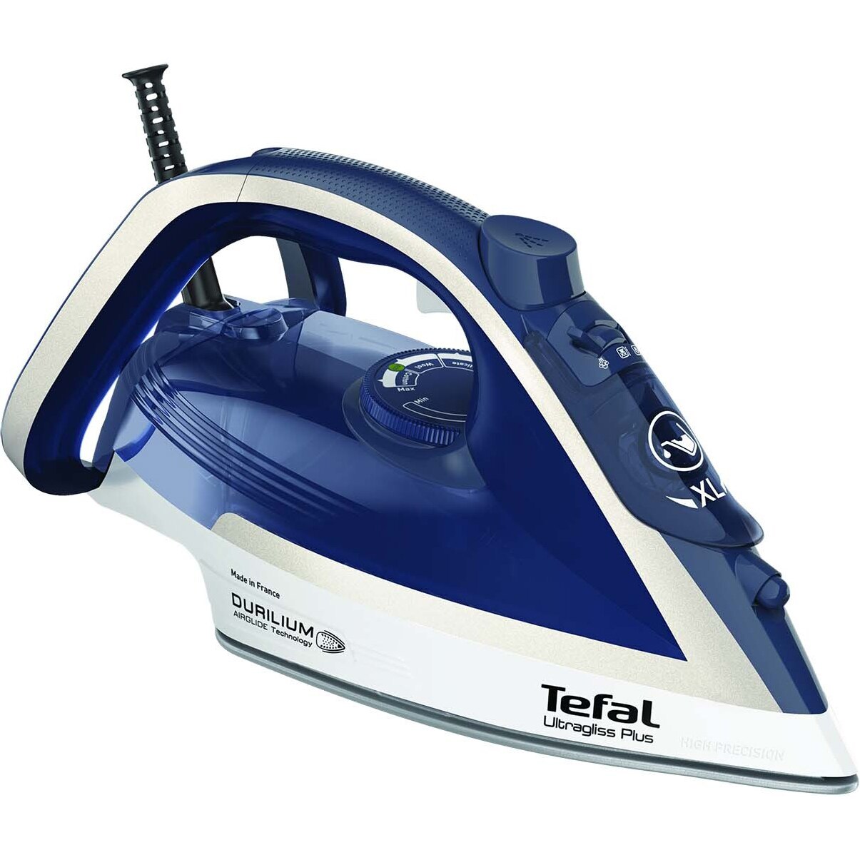 Iron Tefal Ultragliss Plus FV6812E0, 2800W, steam jet 260 gmin, variable steam 050 gmin, blue
