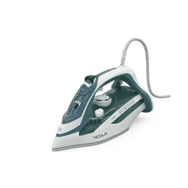 Fier de calcat Tesla IR300BL, 2200 W, talpa ceramica, rezervor 350 ml, 25g/min, functie anti-calcar, functie anti-picurare, cablu 1.9 m, albastru/alb,