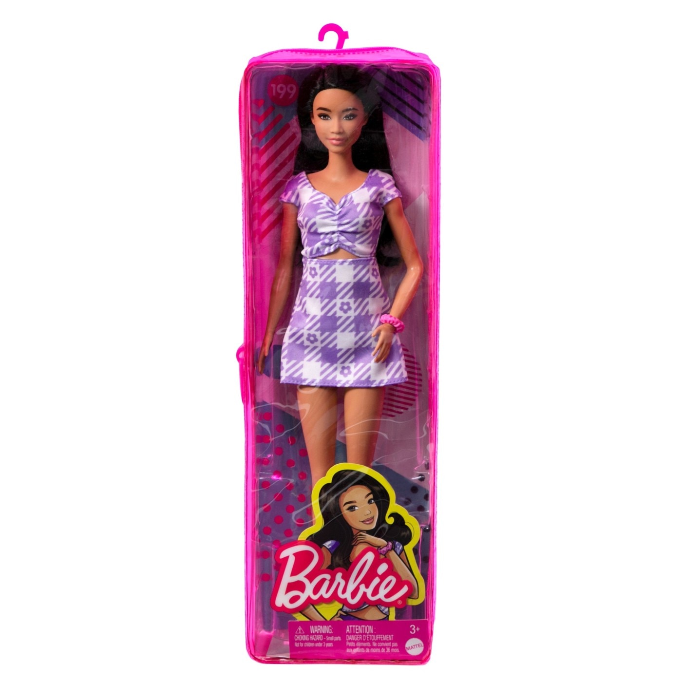 Papusa Barbie Fashionistas - Bruneta cu rochie mov