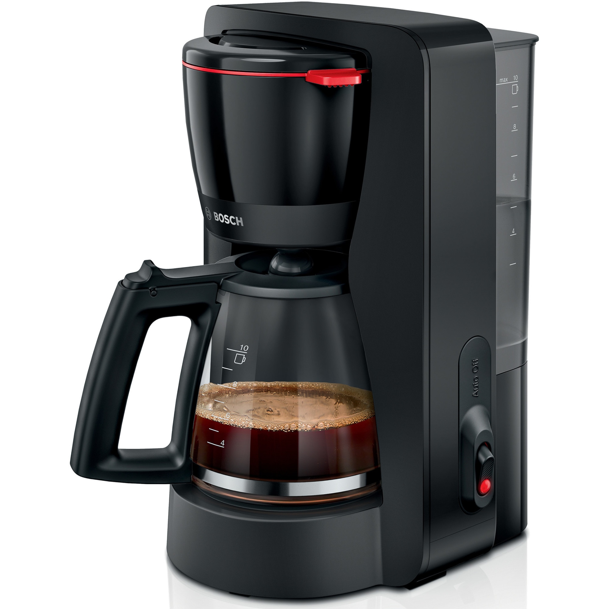 Cafetiera Bosch My Moment TKA2M113, 1.37 l, cana sticla, sistem antipicurare, oprire automata, rezervor de apa detasabil, cu sistem de umplere usoara,Negru