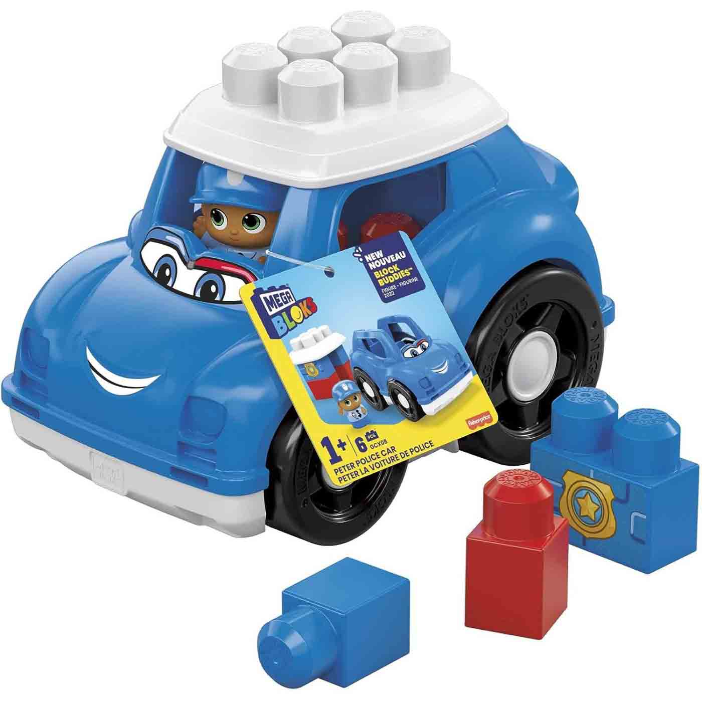 Set de constructie Mega Bloks - First Builders, Peter Police, 6 piese