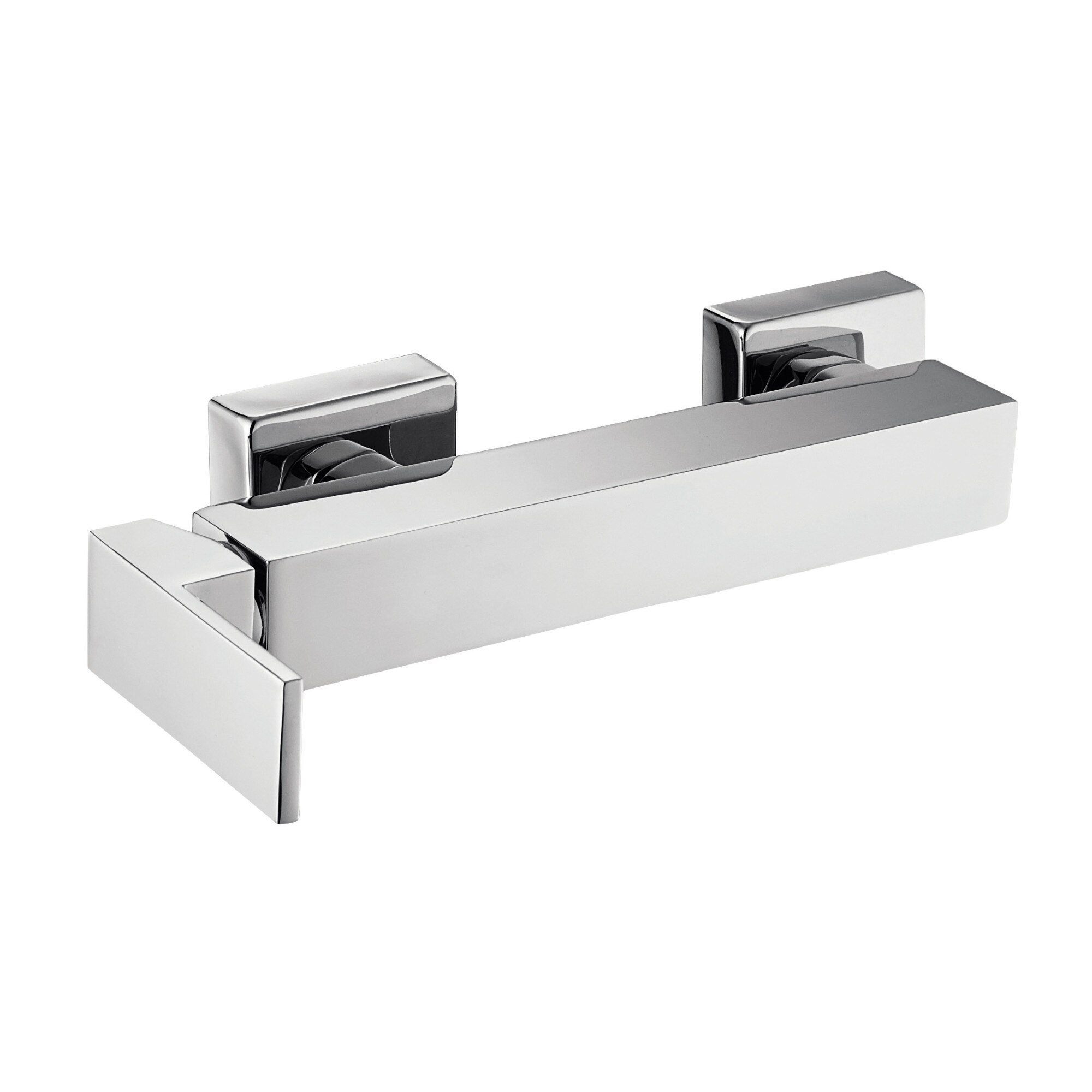 Baterie dus Idrobric Zoe, crom lucios, cartus ceramic Ø 25 mm, rozete perete, racorduri excentrice