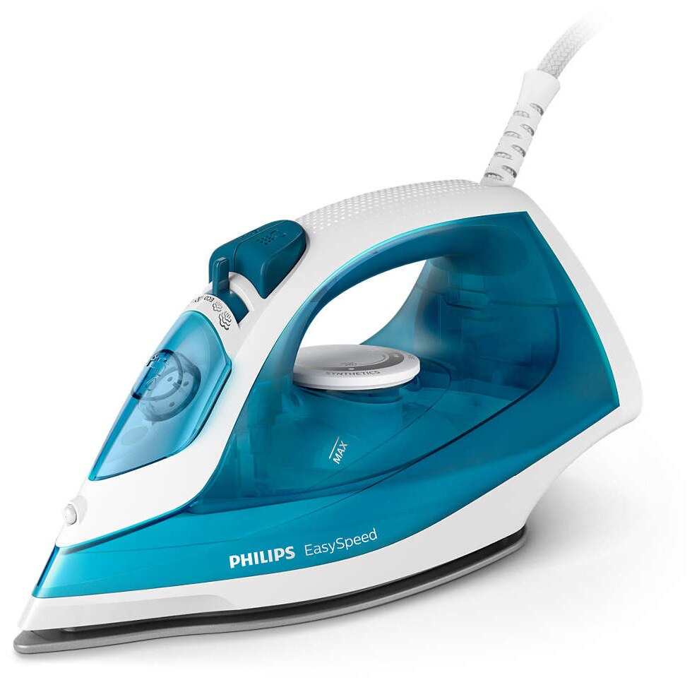 Philips EasySpeed GC175020 Iron: 2000W, 220ml tank, 25g/min steam, 100g steam boost, non-stick soleplate, Turquoise