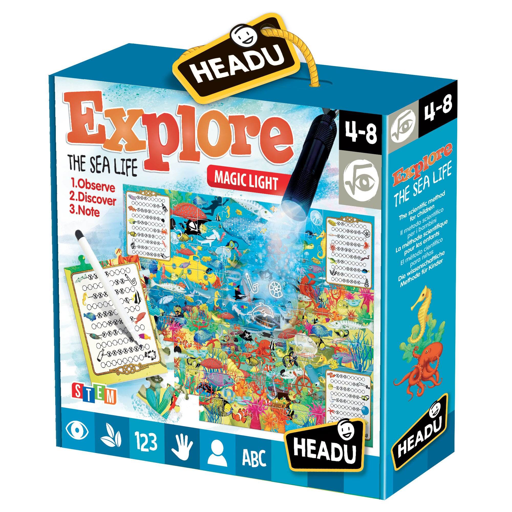 Puzzle Headu S.T.E.M. - Explorati viata marina, 70 piese