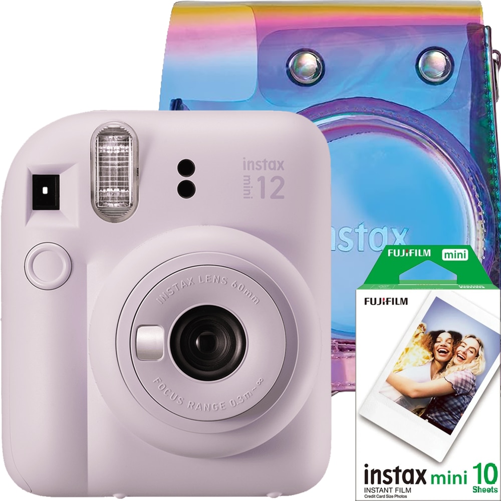 Fujifilm Instax Mini 12 Lilac Purple Instant Camera + Iridescent Bag + Mini 1x10 Film