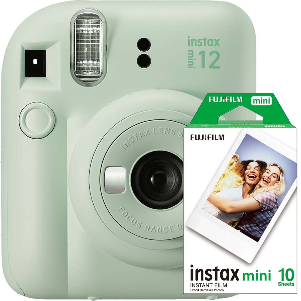 Aparat foto Instant Fujifilm Instax Mini 12 Green Mint + Film Mini 1x10