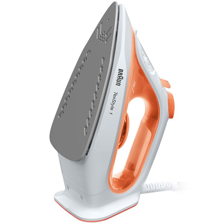 Braun TexStyle 1 SI1009OR iron, 1900 W, variable steam 25g/min, steam jet 120g/min, 220 ml tank, ceramic soleplate, anti-drip system, White/Orange