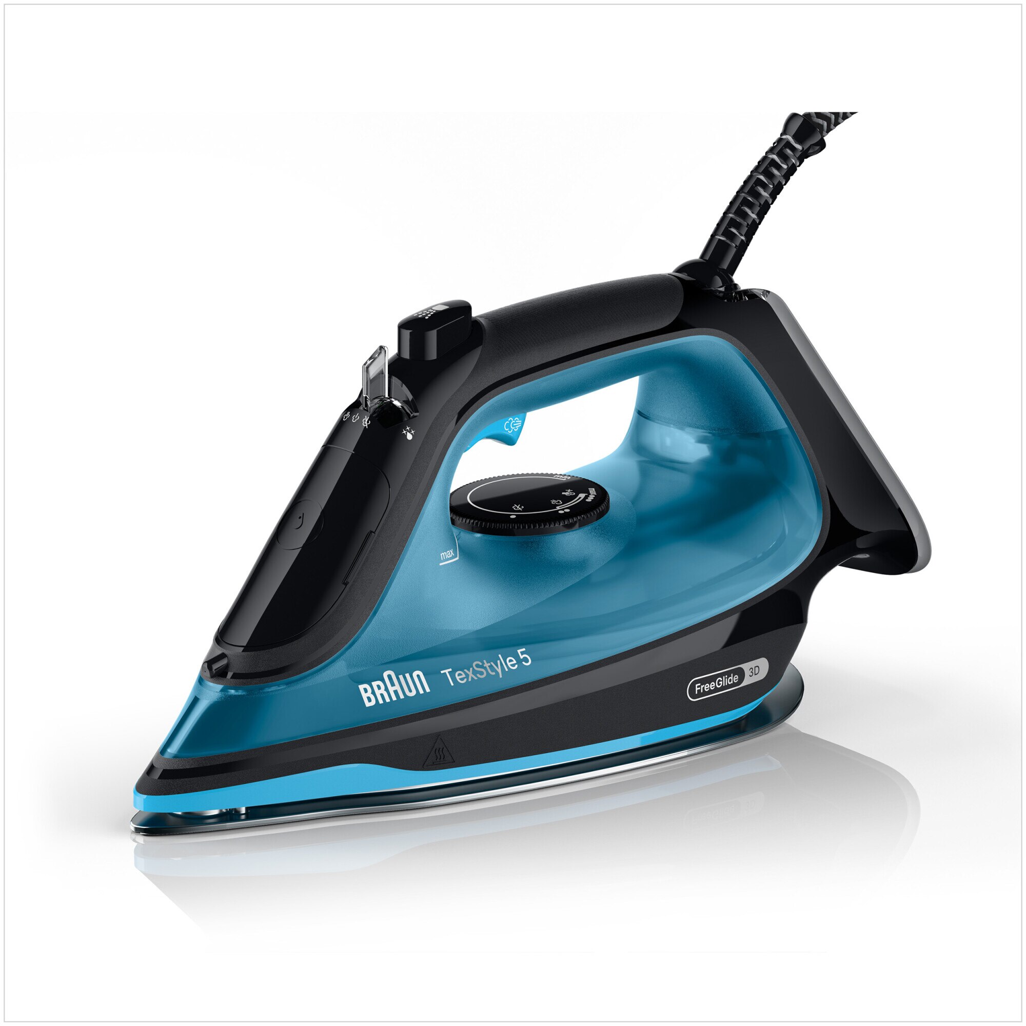Braun TexStyle 5 SI5256BL iron, 2600W, 210g/min steam jet, 0-50g/min variable steam, SuperCeramic soleplate, 300 ml tank, FreeGlide technology, automatic shut-off, anti-drip system, black/blue