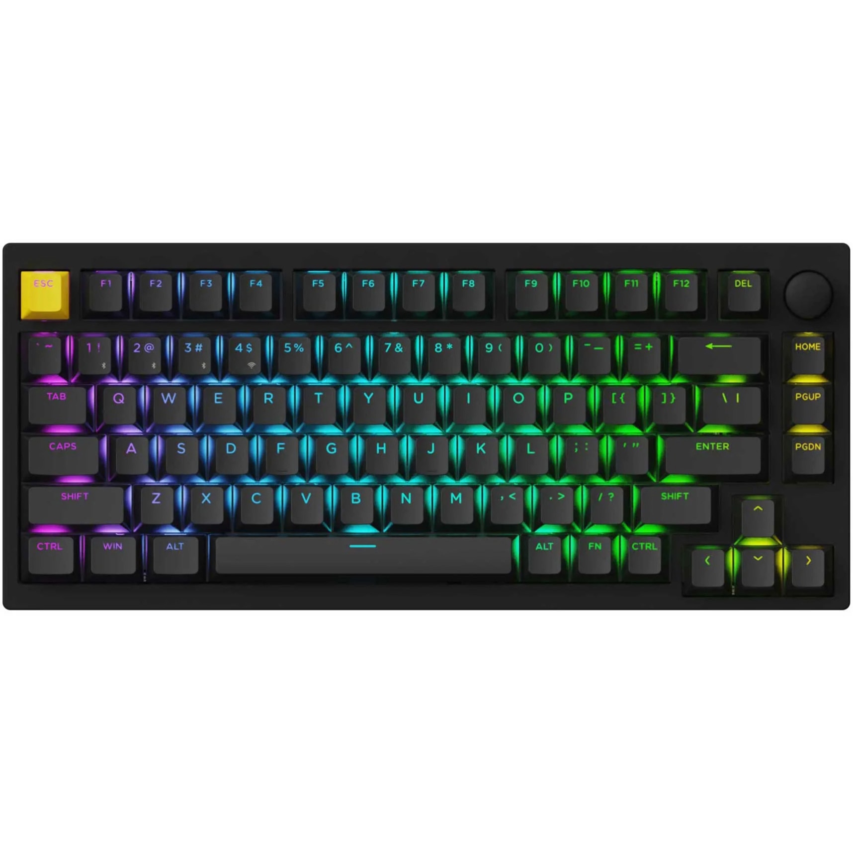Tastatura mecanica wireless Lemokey by Keychron P1 HE, 2.4GHz/Bluetooth, switch-uri mecanice Gateron, north-facing RGB, knob (non-shine-through)