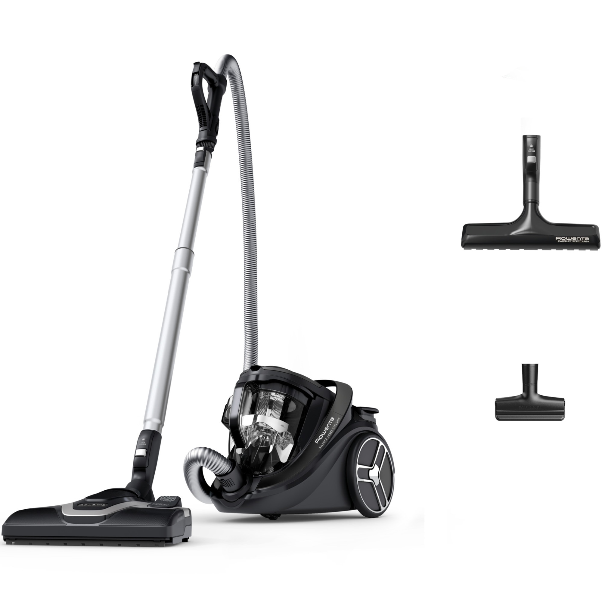 Rowenta Silence Force RO7935EA bagless vacuum cleaner, 500W, 2.5L dust container, 3 filters, black