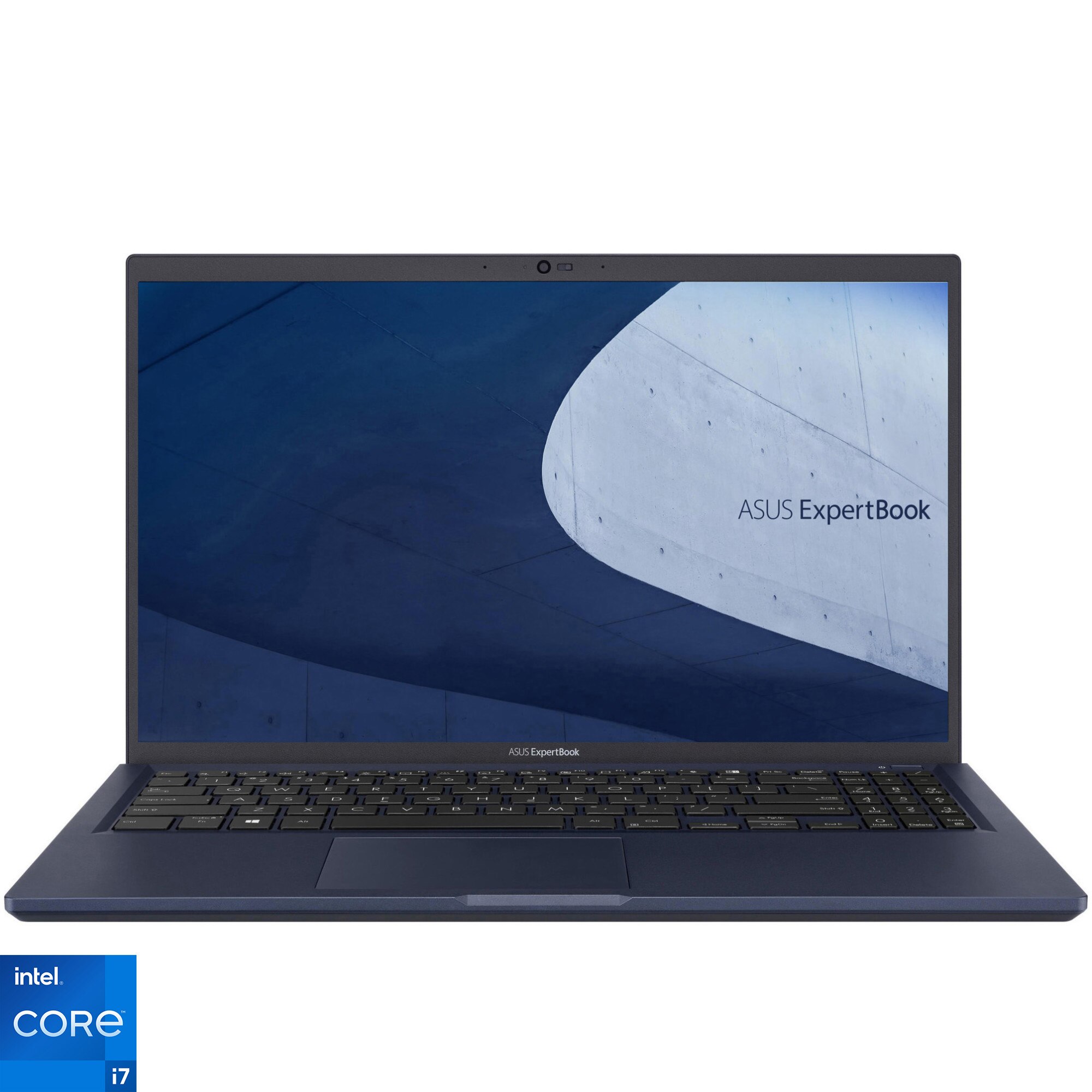 Laptop ASUS ExpertBook B1 B1500CBA cu procesor Intel Core i71255U pana la 470 GHz, 156", Full HD, 16GB, 1TB SSD, Intel Iris Xe Graphics, No OS, Star Black, 3Y PUR