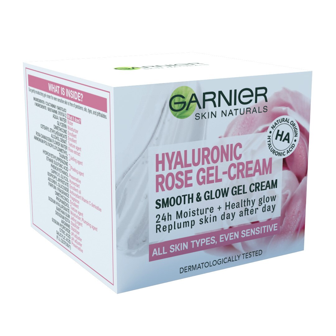 Gel-crema Garnier Skin Naturals Hyaluronic Rose pentru netezire si iluminare, 50 ml