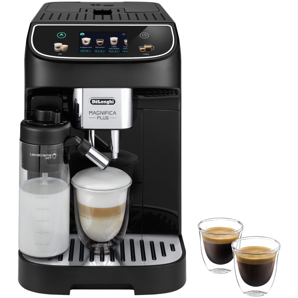 Espressor automat De’Longhi Magnifica PLUS ECAM 320.60.B 0132250018, 1450 W, 15 tipuri de bauturi, 15 bari, tehnologie LatteCrema, Negru