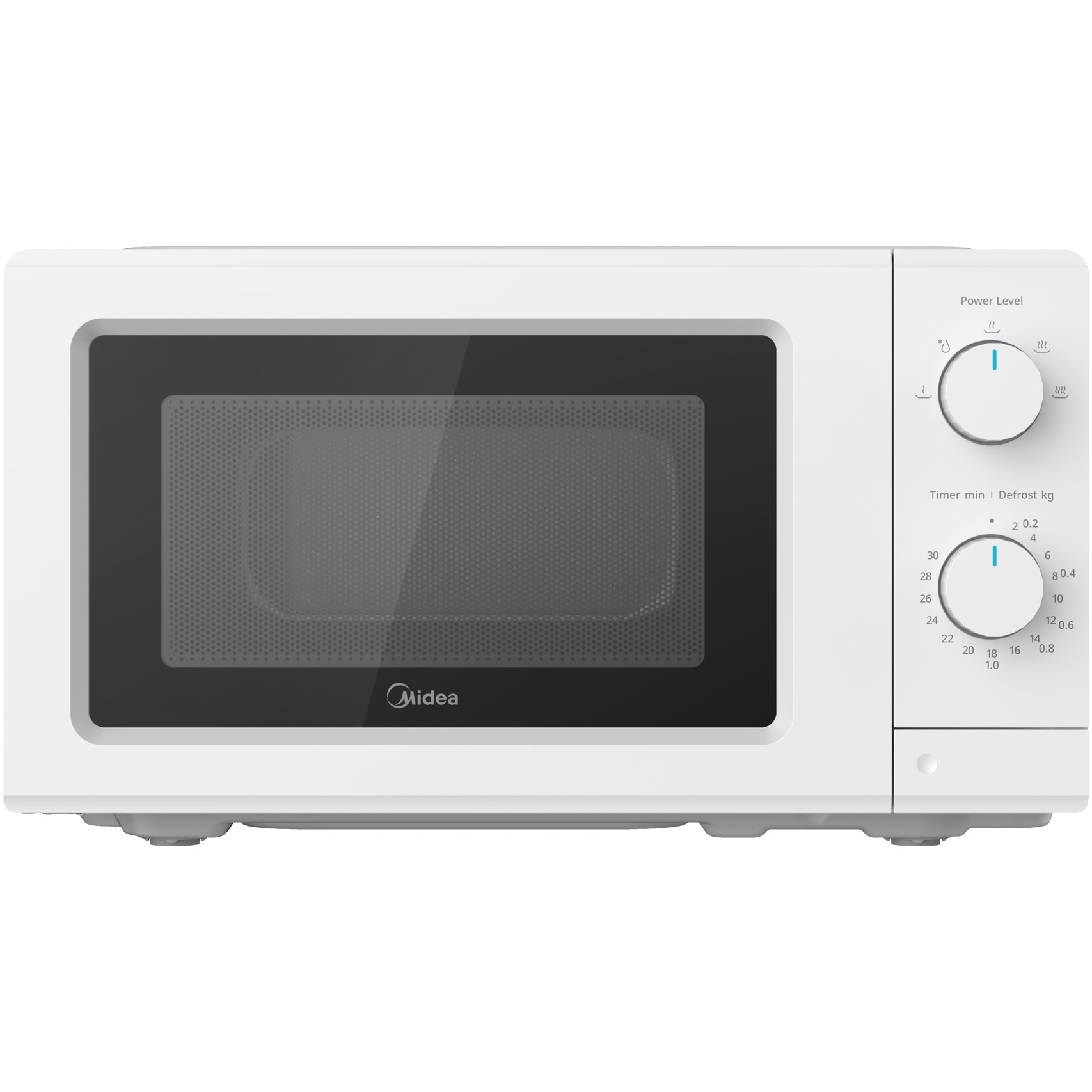 Cuptor cu microunde Midea MCM208MMWP5, Grill, Mecanic, 20 l , 700 W, 5 trepte de putere , Functie decongelare, Timer, Alb