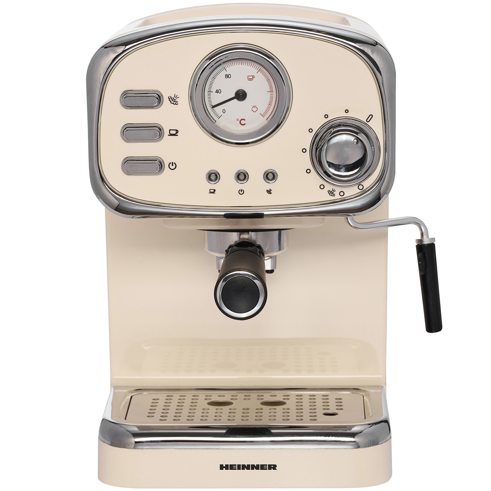 Heinner HEM-1100CR Manual Espresso Machine, 1100 W, 15 Bar, 1.25 L, Cream