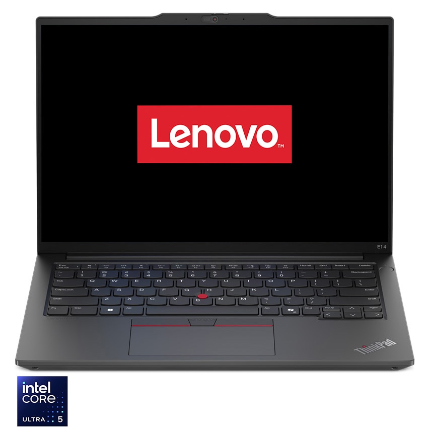 Laptop Lenovo ThinkPad E14 Gen 6 cu procesor Intel® Core™ Ultra 5 125U pana la 4.3GHz, 14" WUXGA, IPS, 32GB DDR5 RAM, 1TB SSD, Intel® Graphics, No OS, Black, 3Y Onsite upgrade
