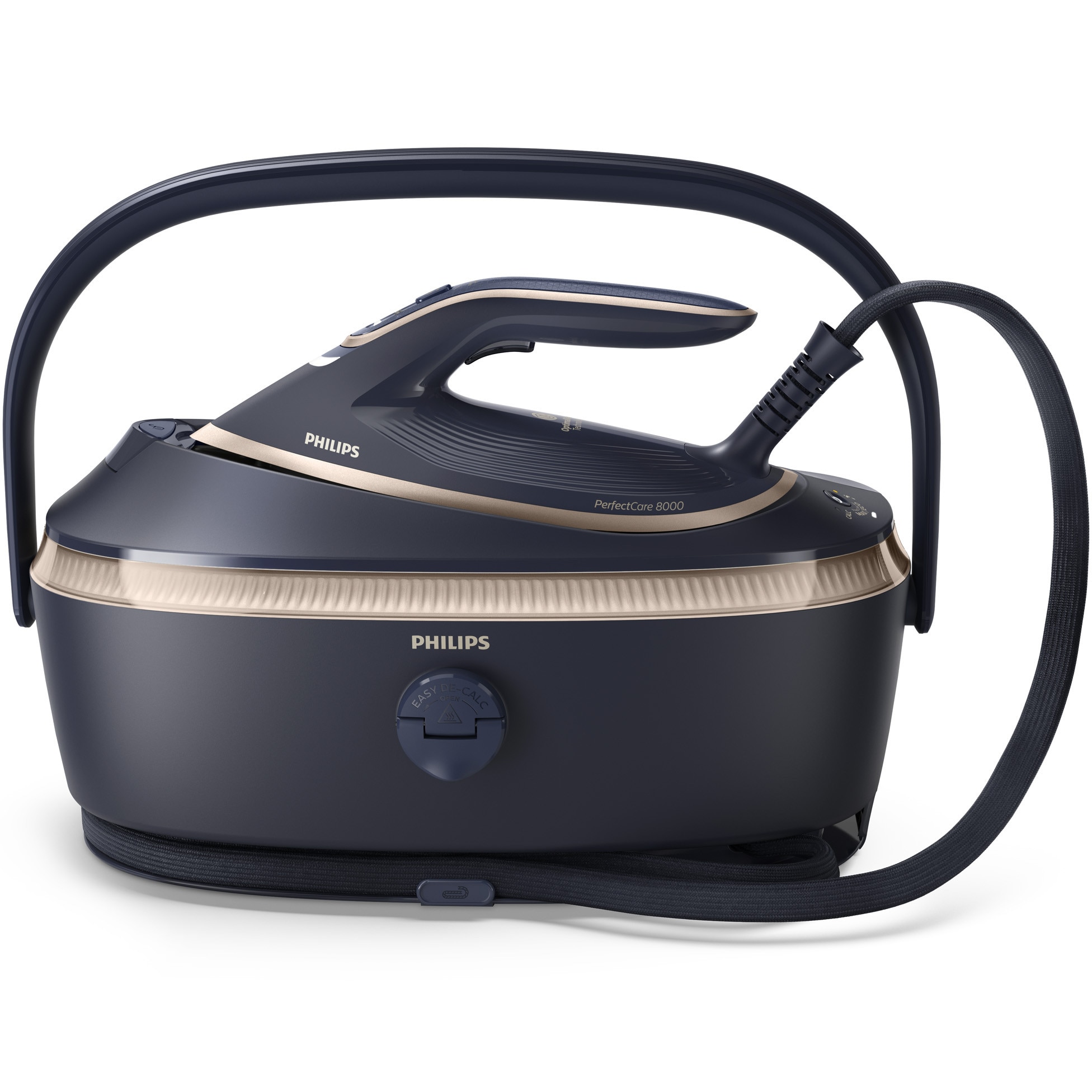 Philips Steam Iron Series 8000 PSG8300/20, OptimalTEMP technology, guaranteed no burns, Max steam 210 g/min, 850g steam boost, 1.4 l tank, SteamGlide Elite soleplate, ECO mode, Automatic safety shut-off, blue