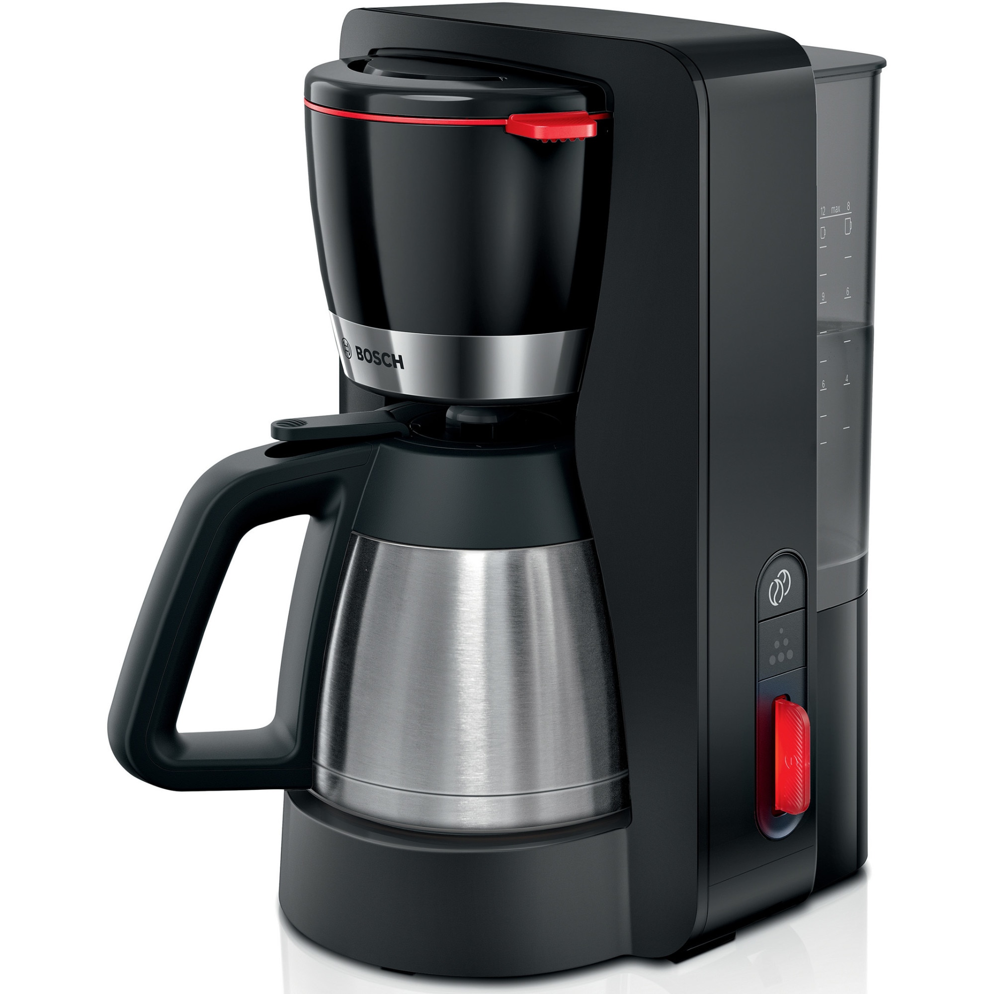 Bosch My Moment TKA6M273 coffee maker, 1.1 l, double-walled thermos mug, anti-drip system, automatic shut-off, removable water tank, with keep-warm system, Black