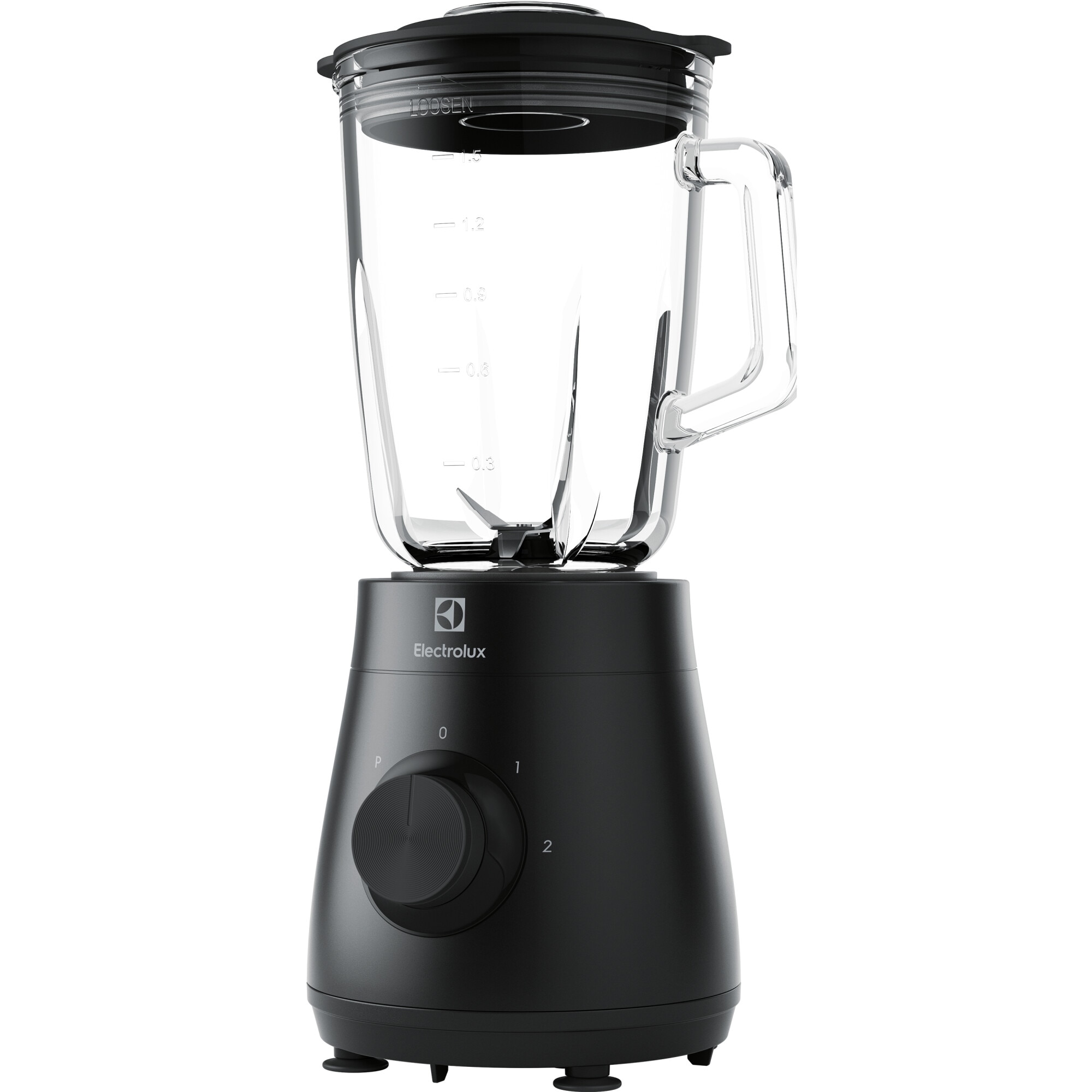 Blender Electrolux E3TB14GG, 500W, 1.5 l, 2 speeds + Pulse, 4 stainless steel blades, heat-resistant glass cup, black