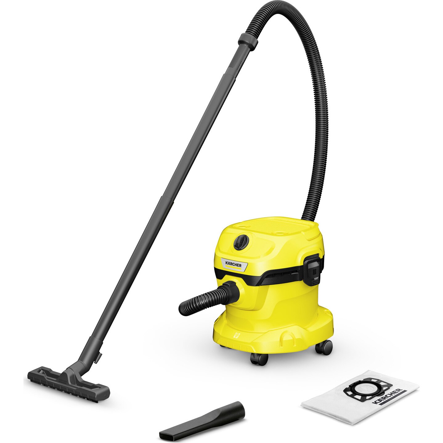 Aspirator umed-uscat Karcher WD 2, 12 l, aspirare, suflare, furtun 1.8m, 1000W, Galben/Negru