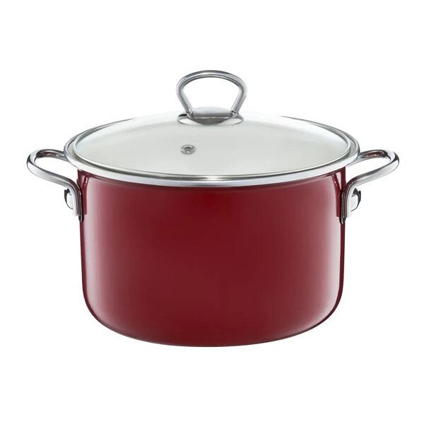 Oala cu capac, Emalia Olkusz Optimum, email, 22 cm/3.6 L, rosie