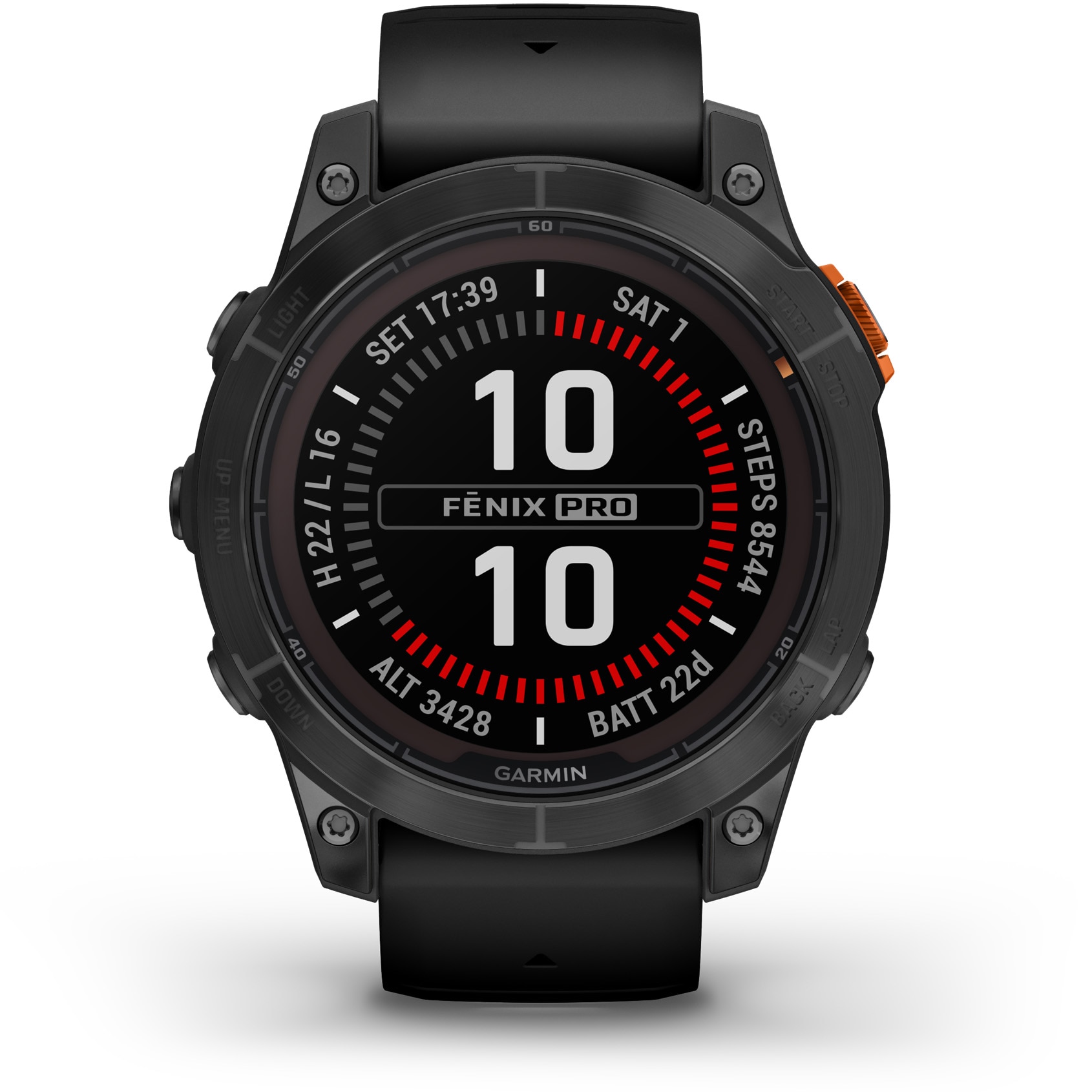 Garmin Fenix 7 Pro Solar Smartwatch, Glass, Black Strap, Slate Grey