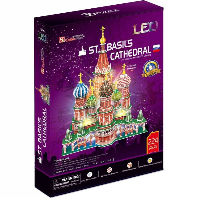 Puzzle 3D Cubic Fun - LED, Catedrala St. Basil, 224 piese