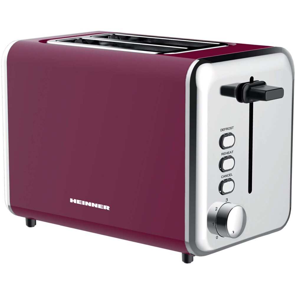 Heinner Charm TP-1000BG Toaster, 850W, 7 Browning Settings, Burgundy