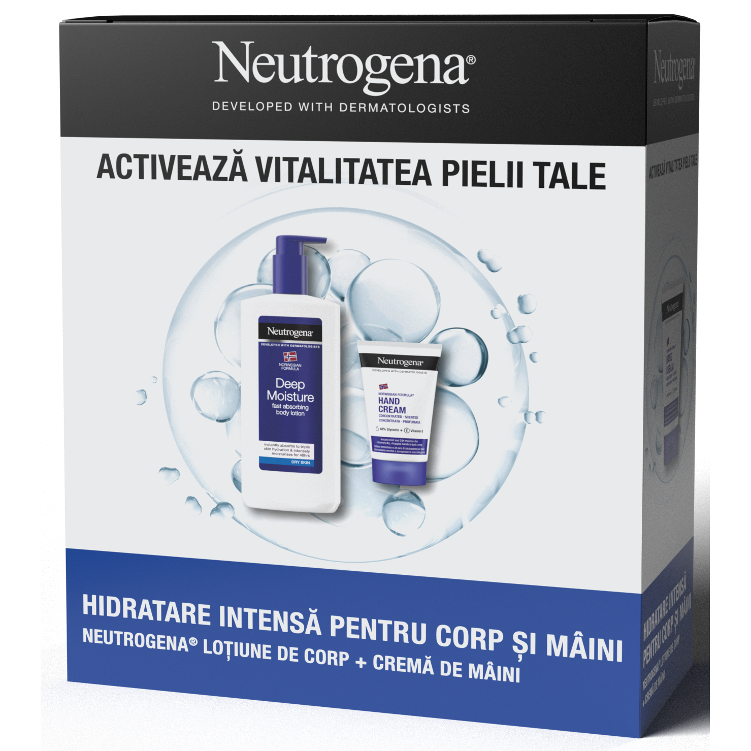 Neutrogena Gift Set: Intensely Moisturizing Body Lotion, 400 ml + Concentrated Perfumed Hand Cream, 50 ml