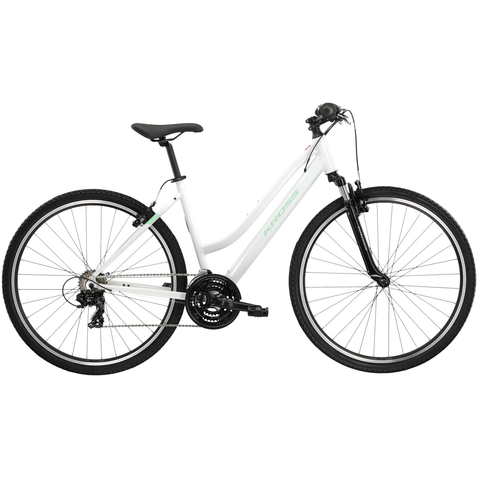 Bicicleta KROSS Evado 10 D, 28 inch, marime M, white turquoise