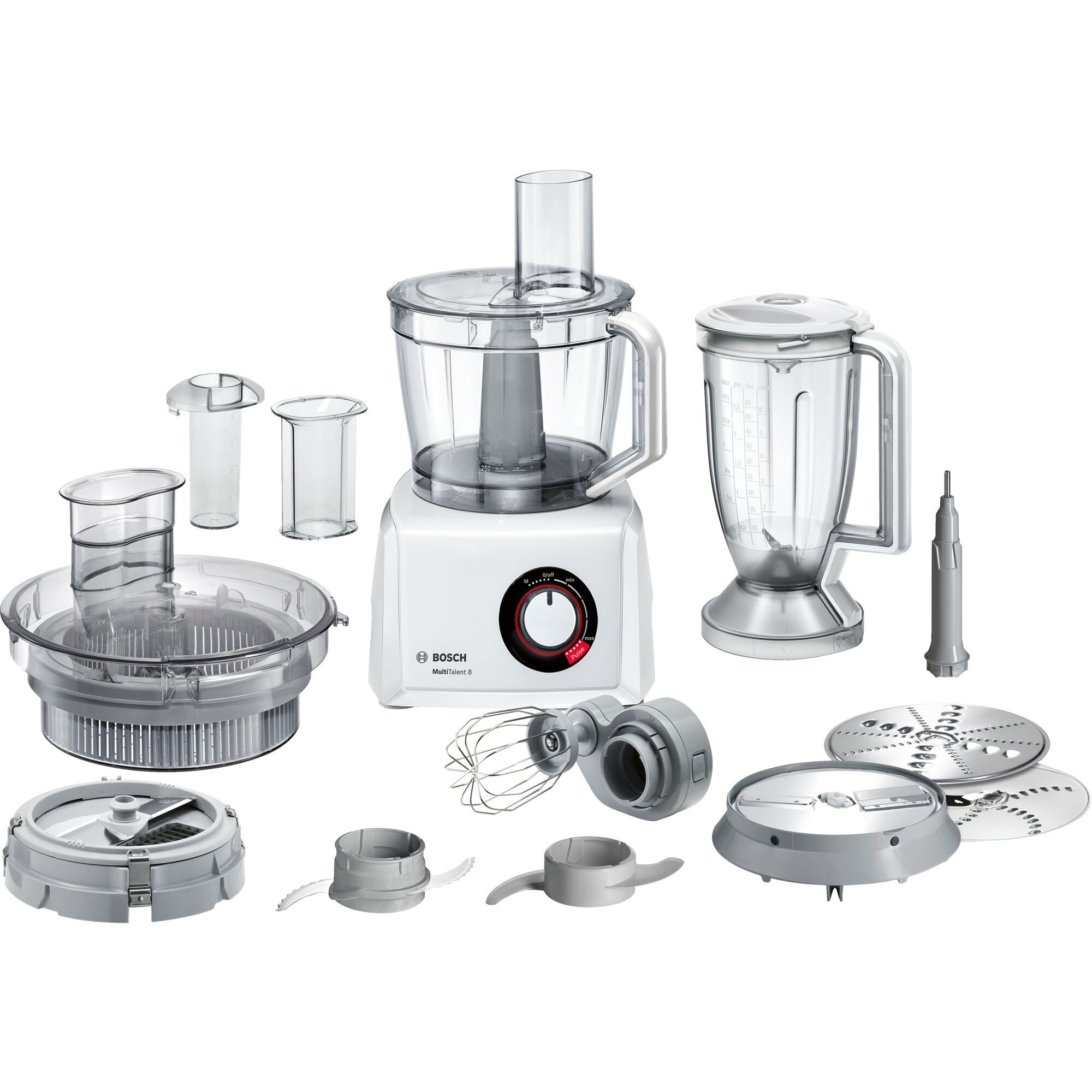 Bosch MC812W872 food processor, 1250 W, 3.9 l, 50 functions, variable speed selector, chopper, cube cutter, White