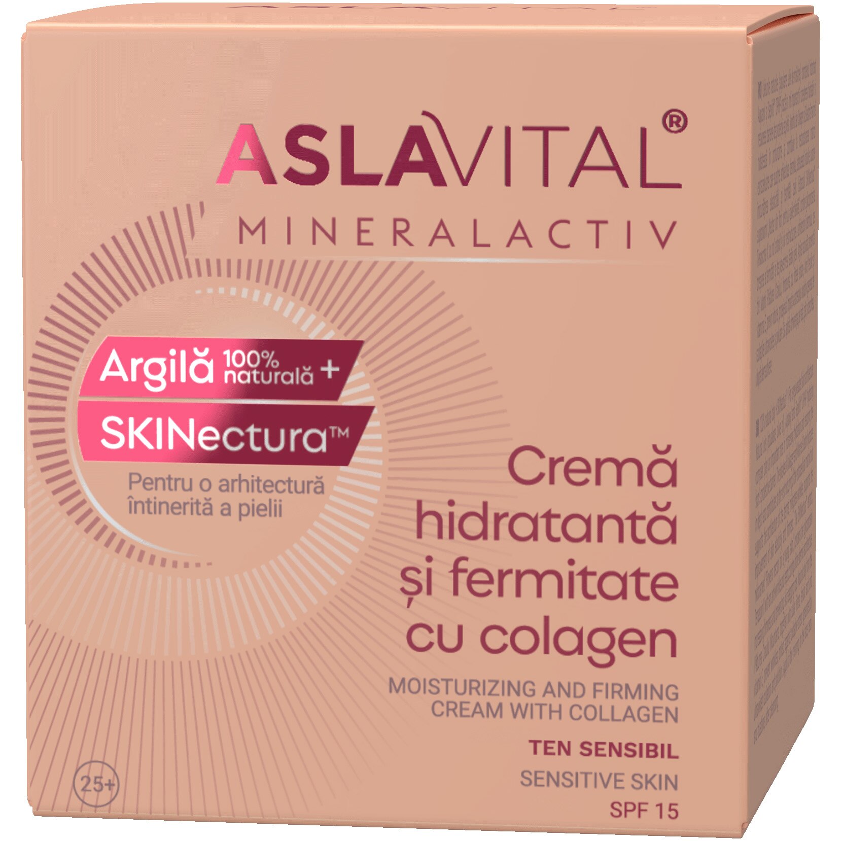 Moisturizing and firming cream with Collagen SPF 15 for sensitive skin Aslavital Mineralactiv, 50 ml