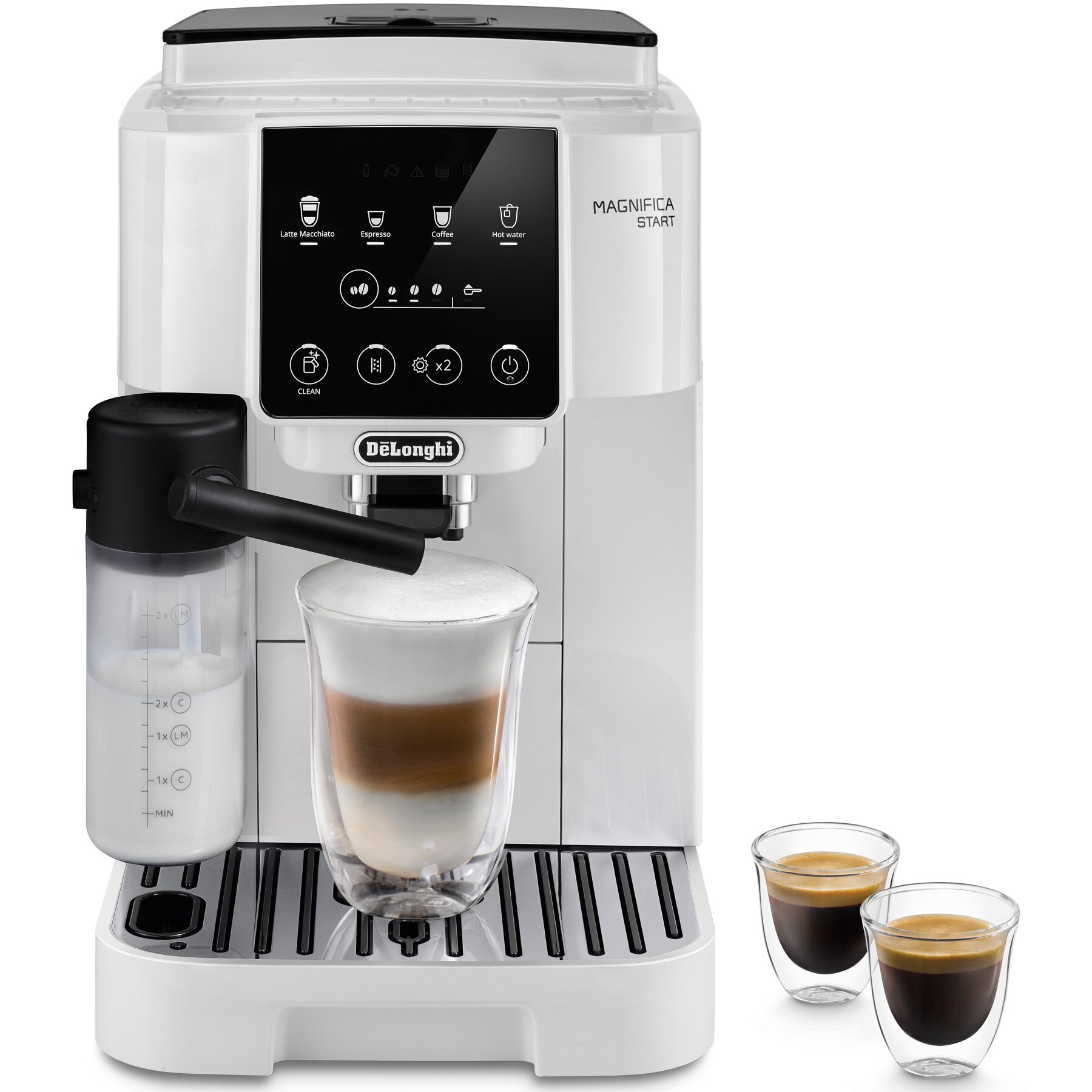 Espressor automat De’Longhi Magnifica Start ECAM 220.61.W 0132217142, 1450 W, 5 tipuri de bauturi, 15 bari,tehnologie LatteCrema, Alb