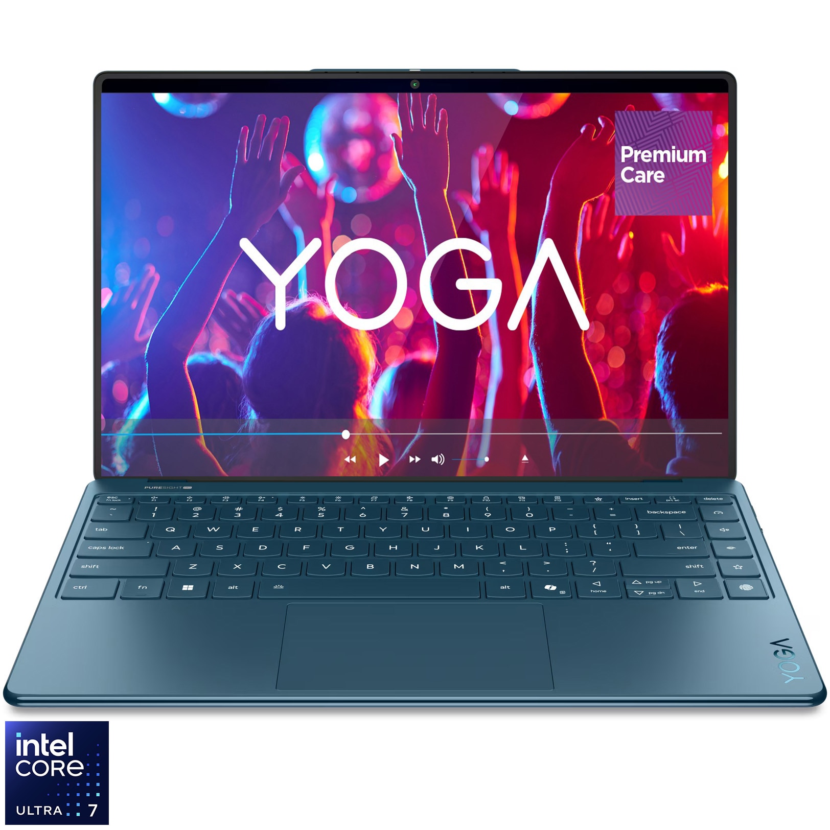 Laptop Lenovo Yoga Slim 9 14ILL10 cu procesor Intel® Core™ Ultra 7 256V pana la 4.8GHz, 14" 4K WQUXGA, OLED, 120Hz, Touch, 16GB LPDDR5x RAM, 1TB SSD, Intel® Arc™ Graphics 140V, Windows® 11 Home, Tidal Teal, 3y on-site Premium Care