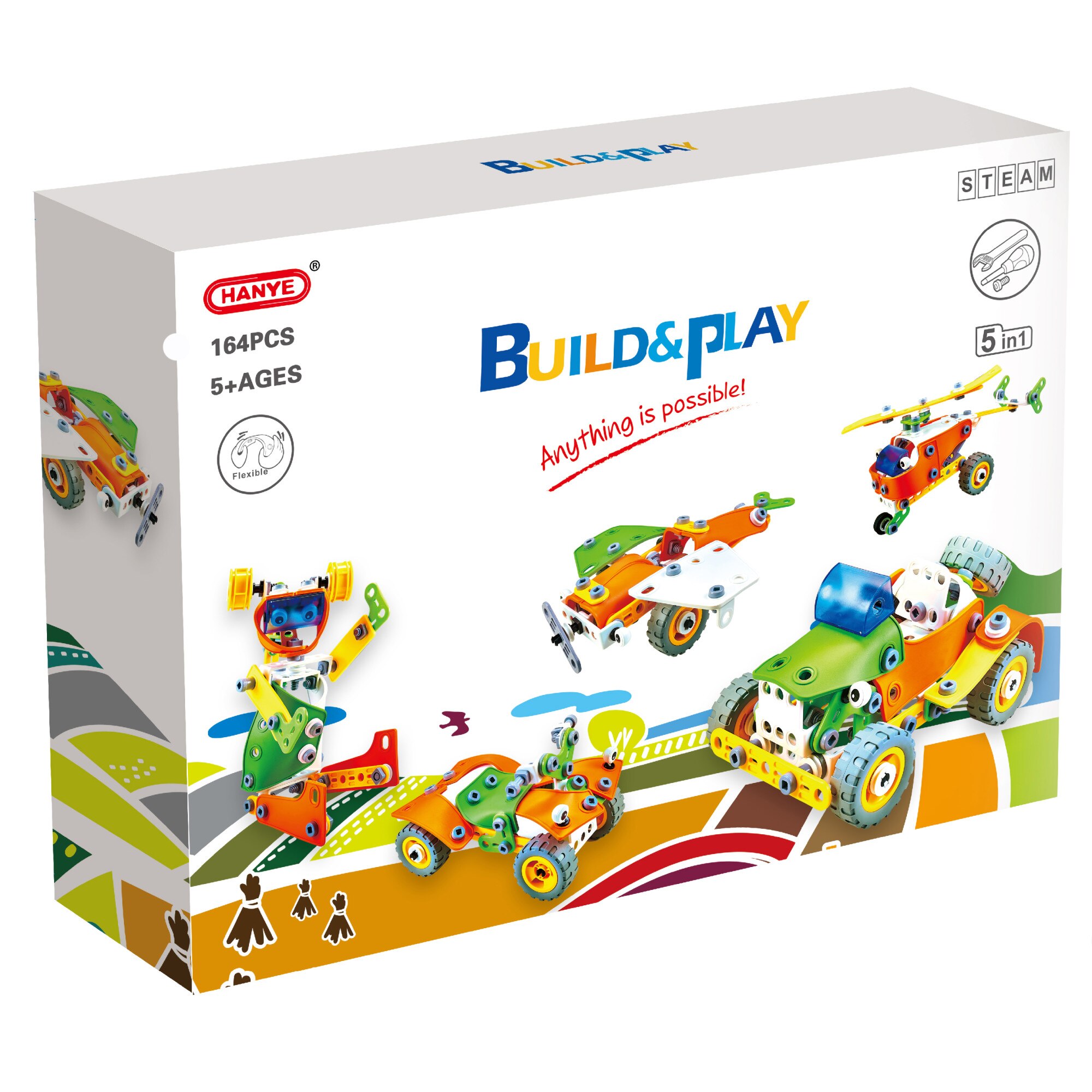 Set de constructie Mappy Build&Play - STEAM, 5 in 1, 164 piese, EM7741