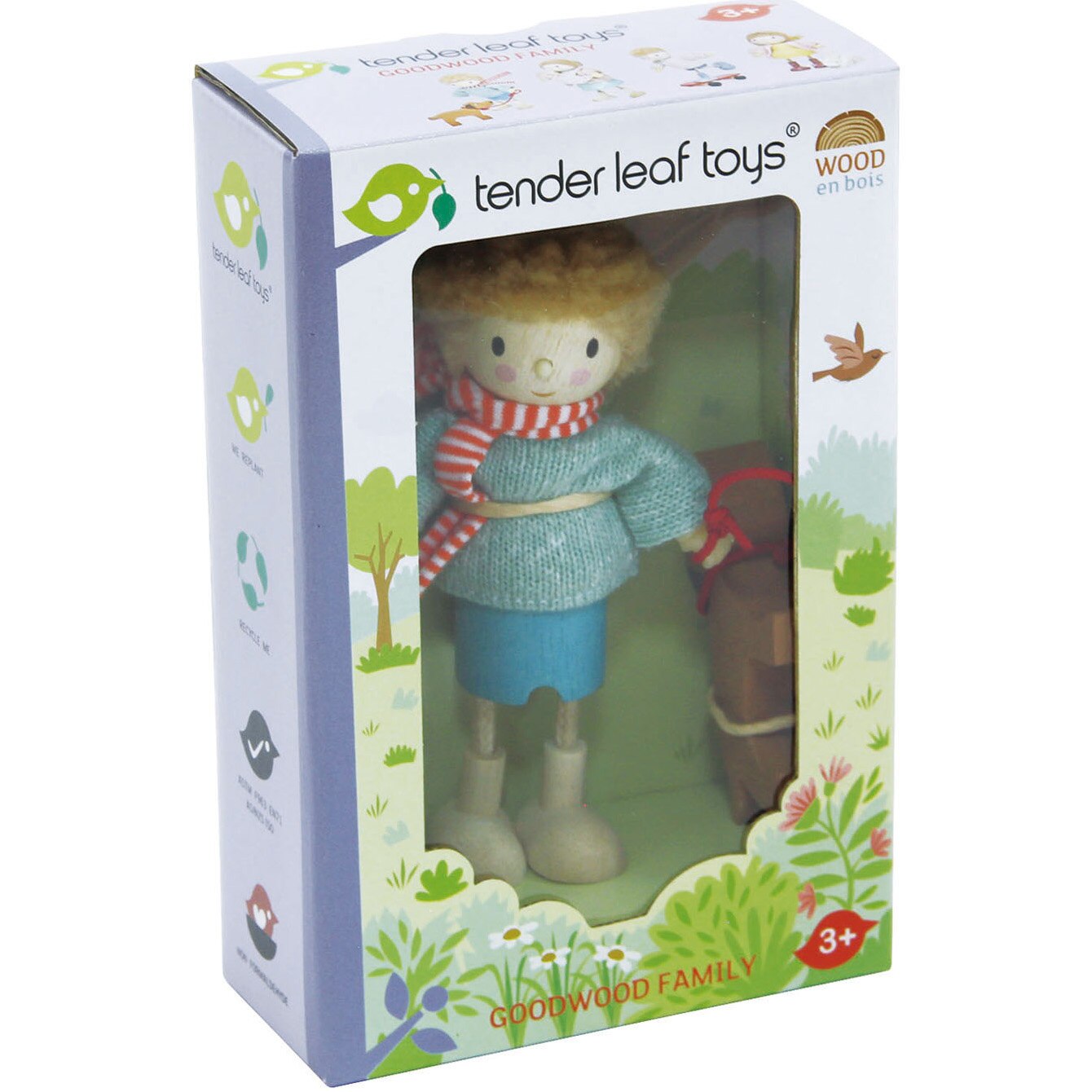 Set figurine din lemn Tender Leaf Toys - Domnul Goodwood si cainele, 12 cm