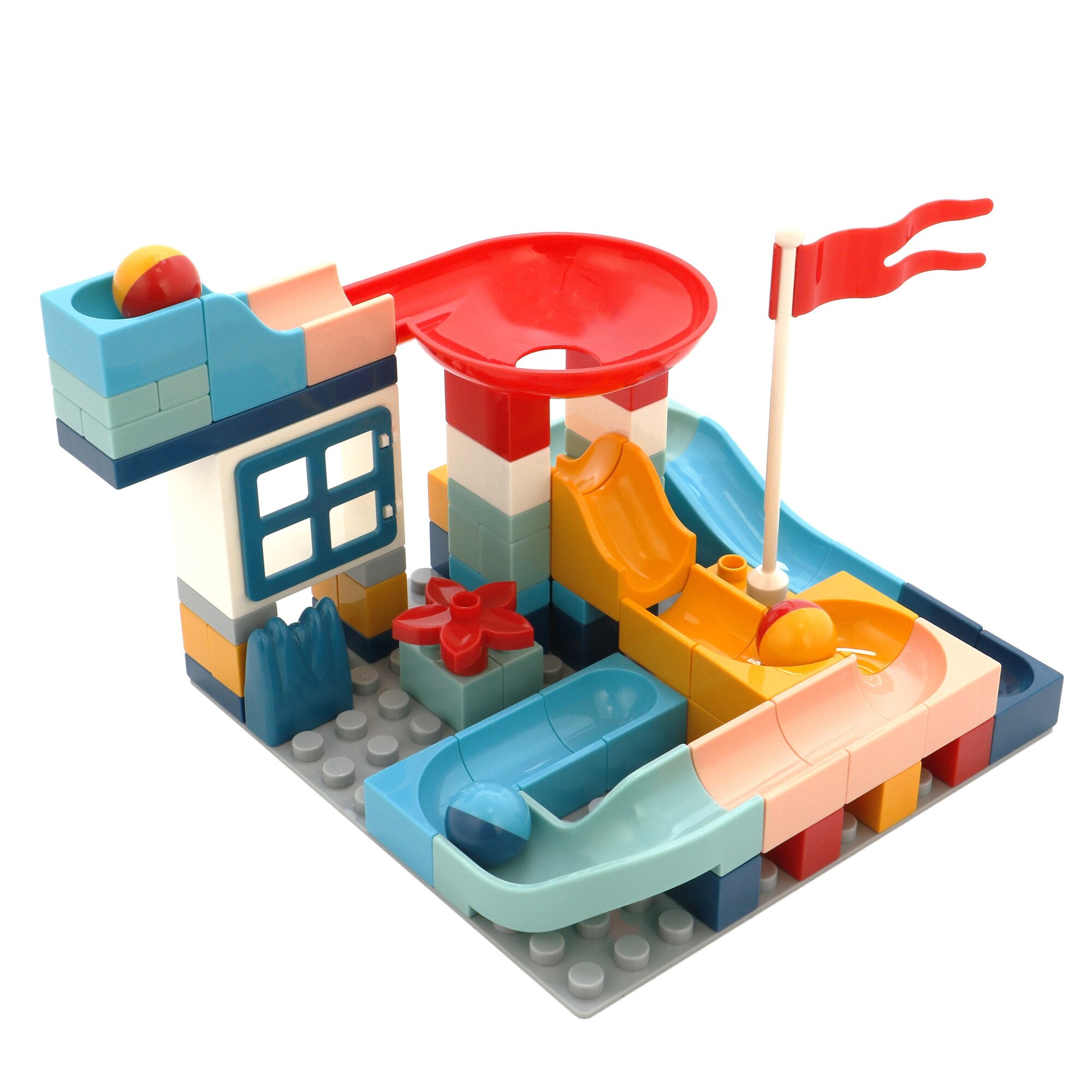 Set cuburi de constructie Mappy Pista Marble, 78 piese