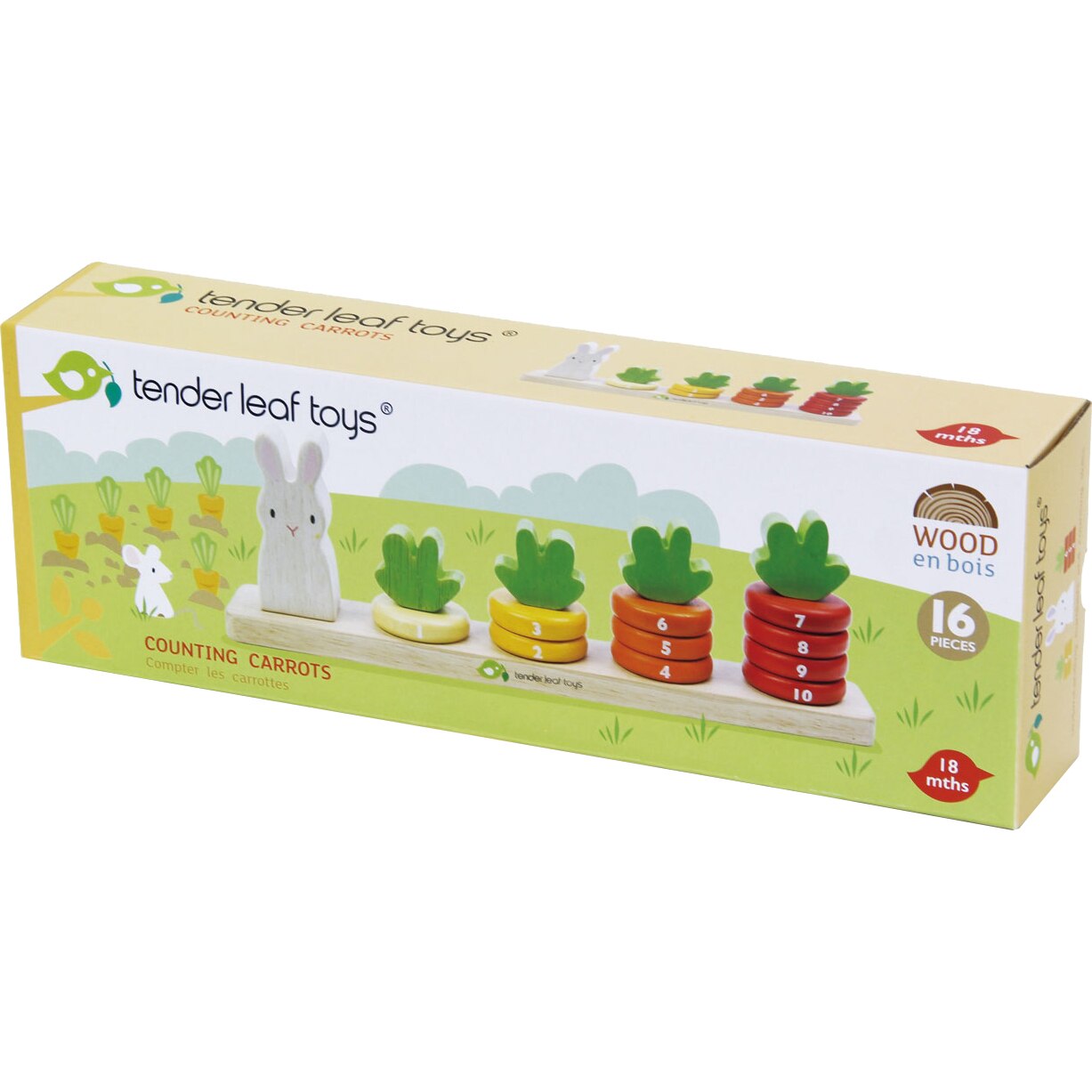 Set de joaca din lemn Tender Leaf Toys - Numaratoarea morcovilor, 16 piese