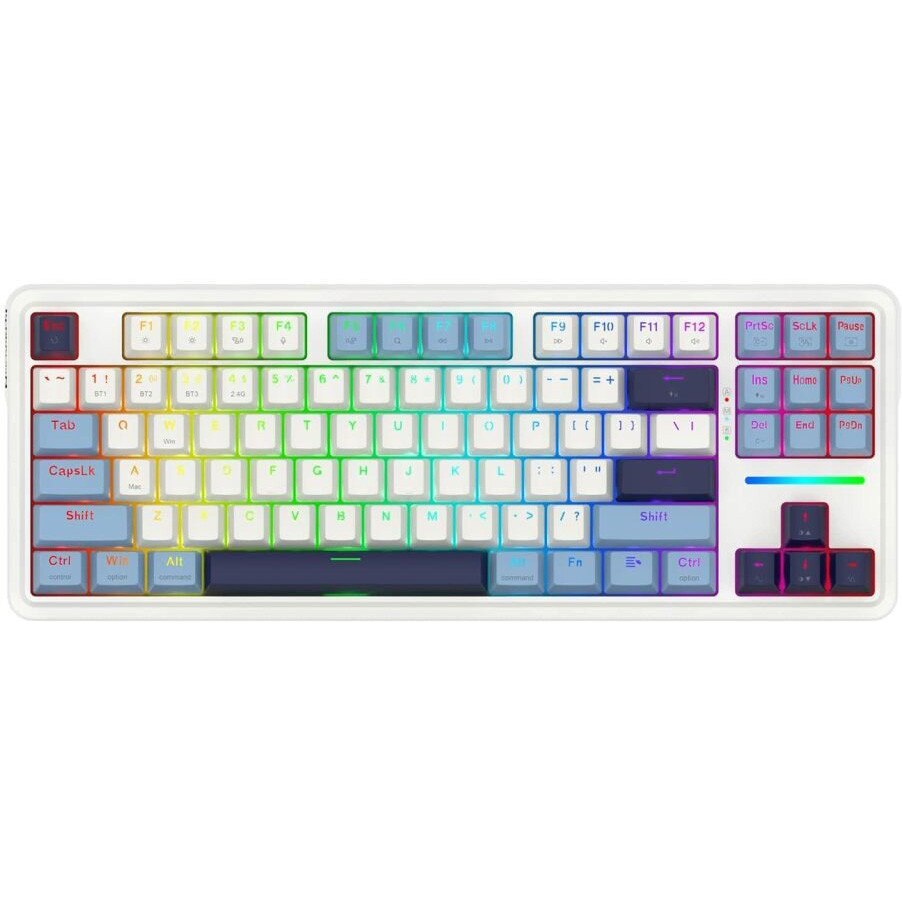 Redragon Antonium PRO wireless/bluetooth/wired mechanical gaming keyboard, RGB lighting, Redragon gray linear switches, White/Blue