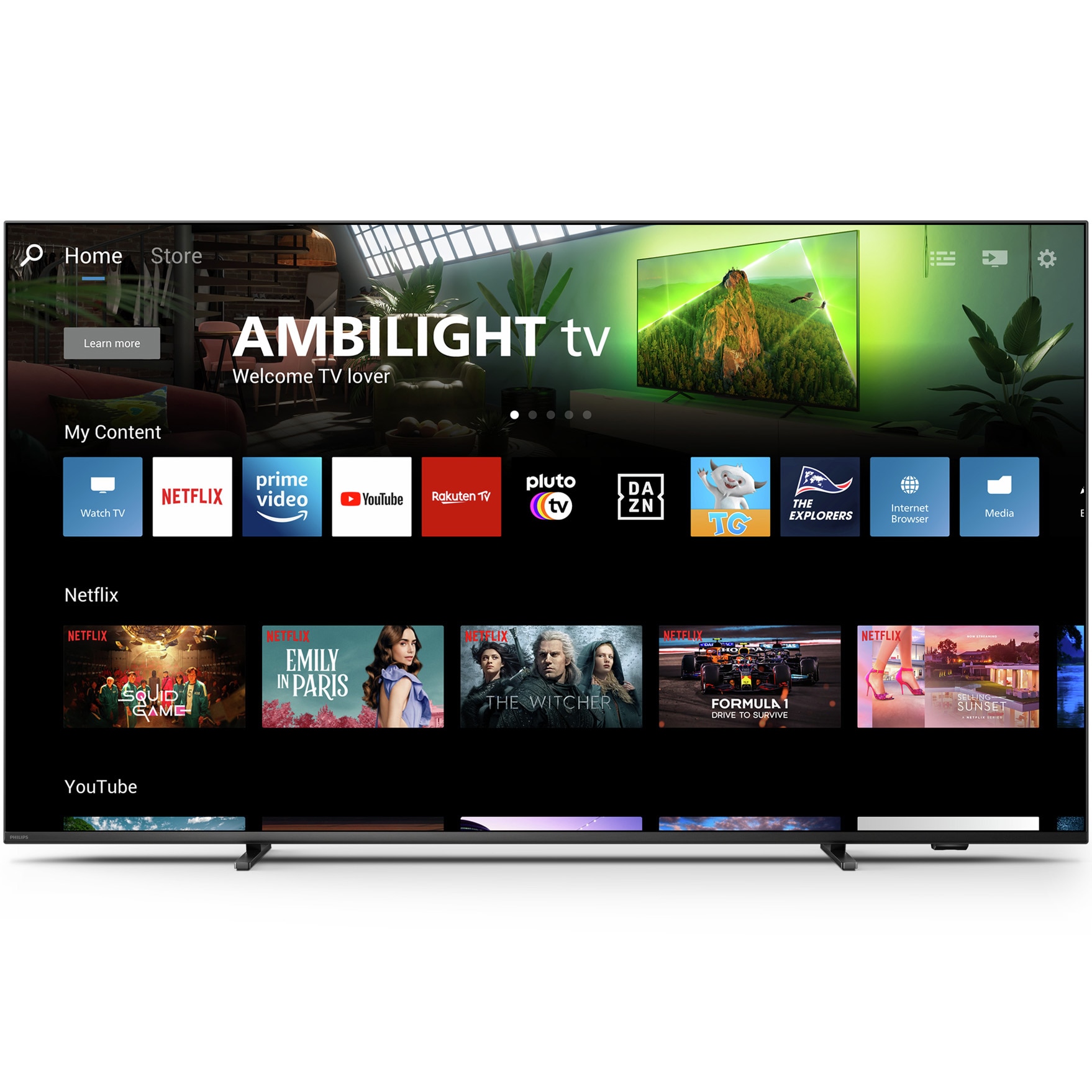 Televizor Philips AMBILIGHT tv MiniLED 65PUS9008, 164 cm, Smart TV, 4K Ultra HD, 100hz, Clasa F (Model 2023)