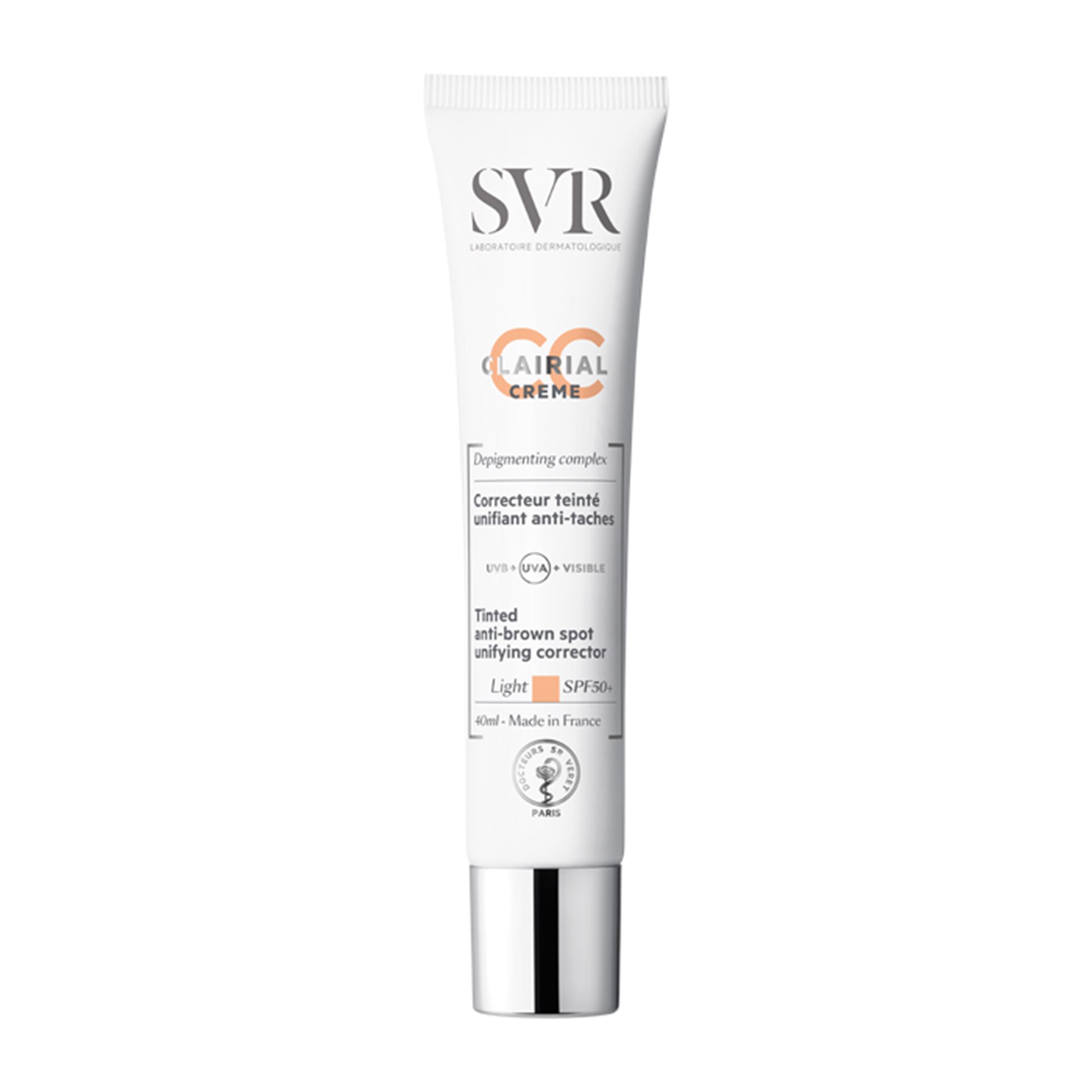 Crema SVR Clairial CC SPF50 light pentru corectarea petelor brune, 40 ml