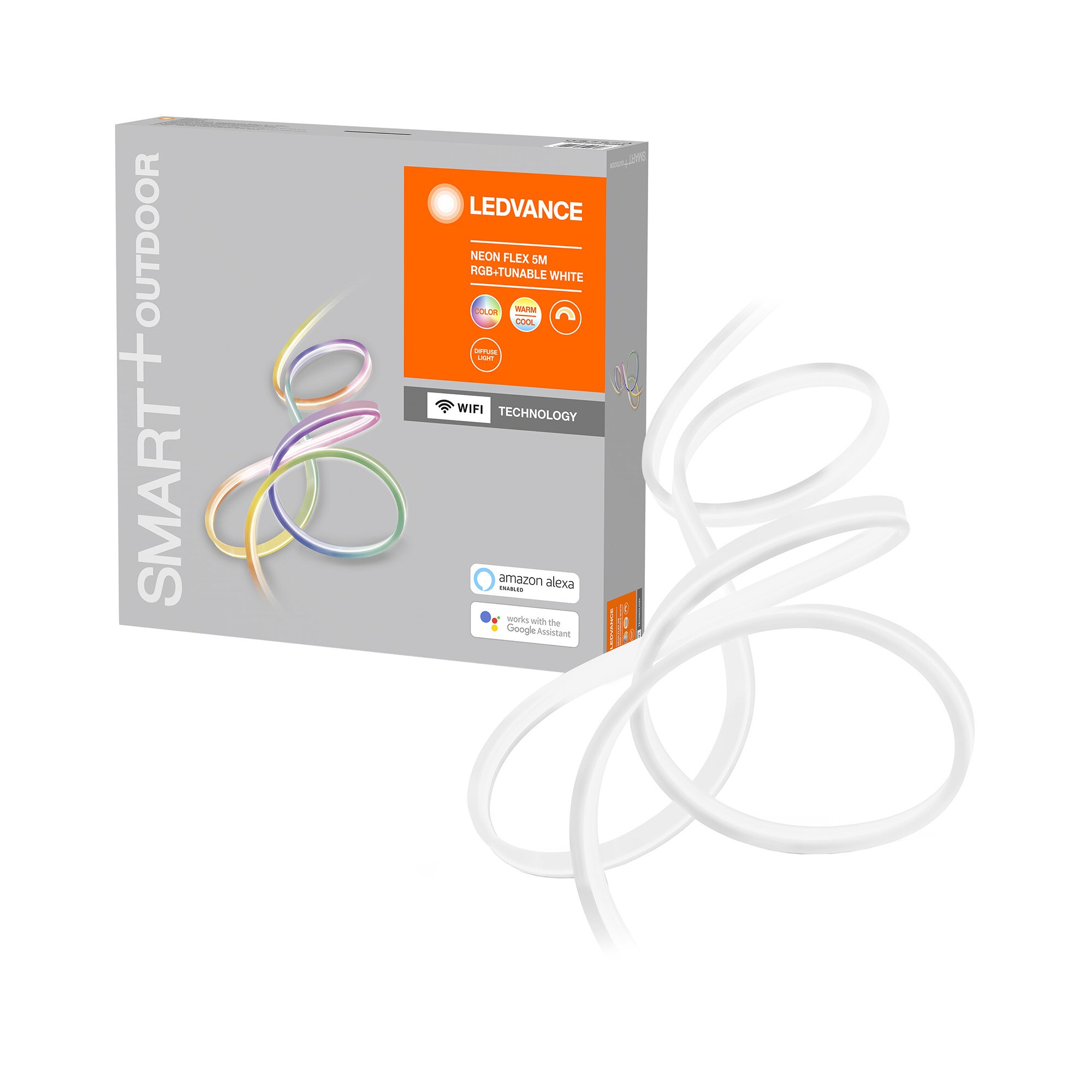 Ledvance LED light tube SMART WIFI NEON FLEX, RGBTW, 630 lm, IP44, 5m, 220240V power supply, energy class G