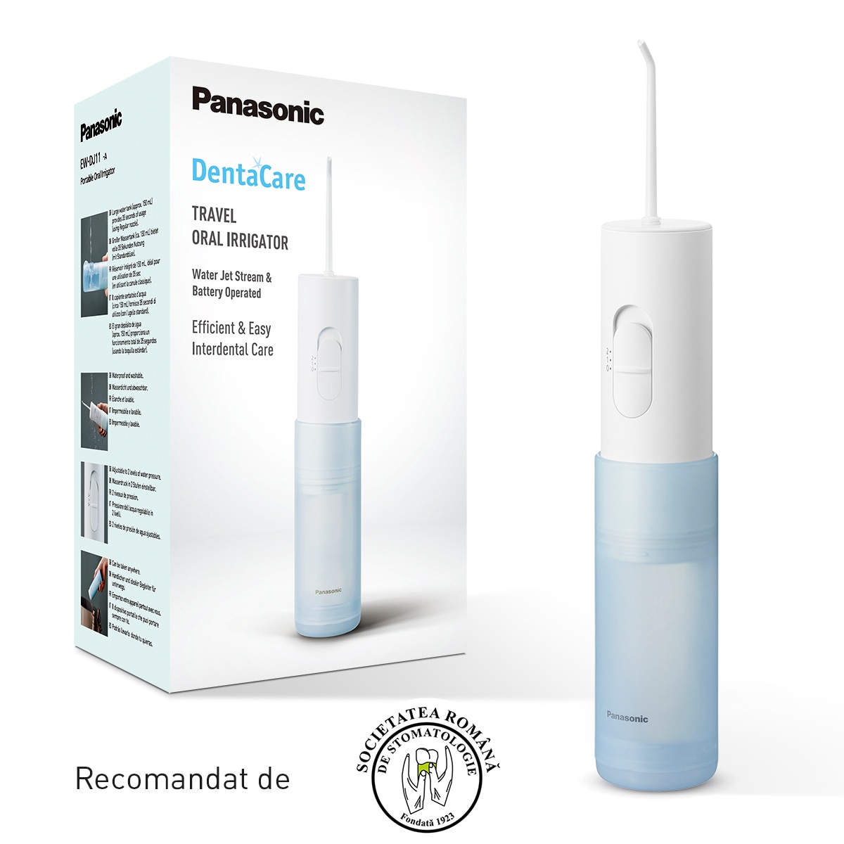 Panasonic EW-DJ11-A503 oral irrigator, 2 pressure levels, Portable, 20min autonomy (2xAA), Capacity 150ml, White