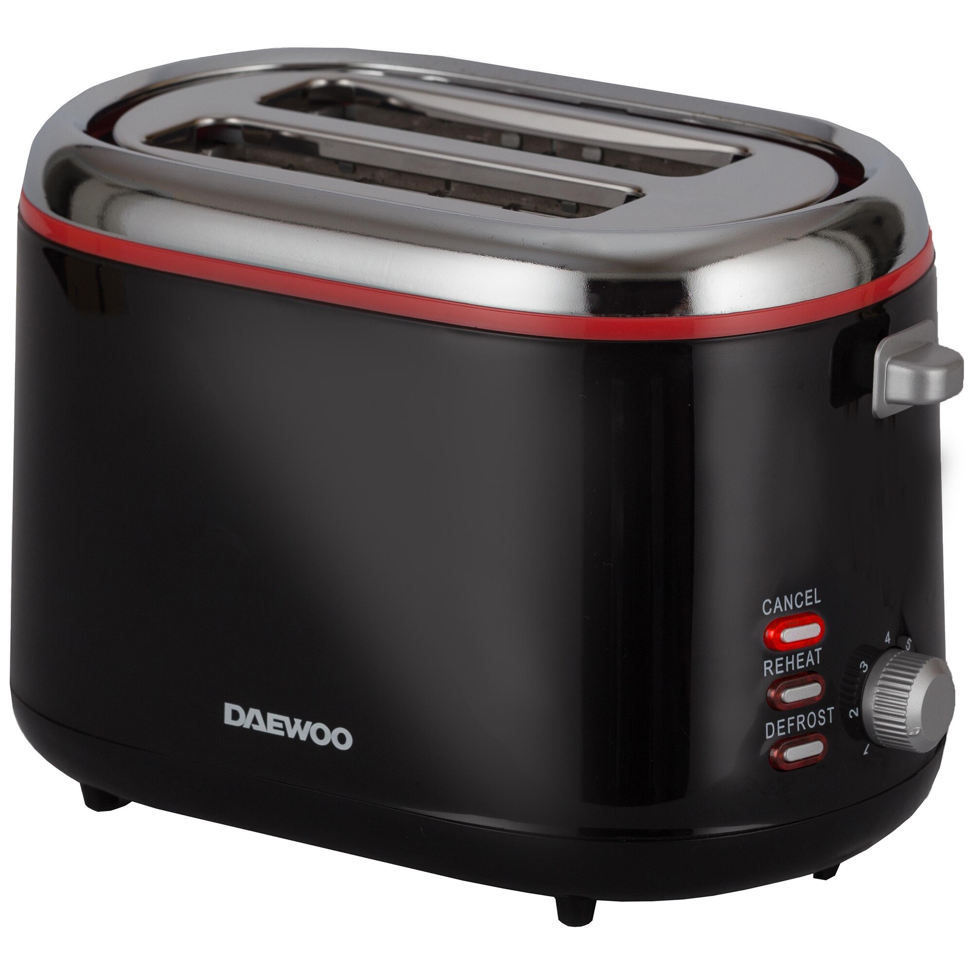 Toaster Daewoo DBT70B, 900 W, reheat function, defrost function, Cool Touch case, Black