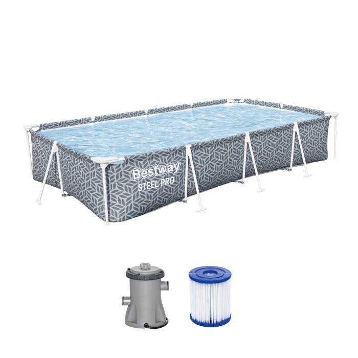 Bestway rectangular pool, Steel Pro Frame, with metal frame and pump, 366 x 201 x 66 cm