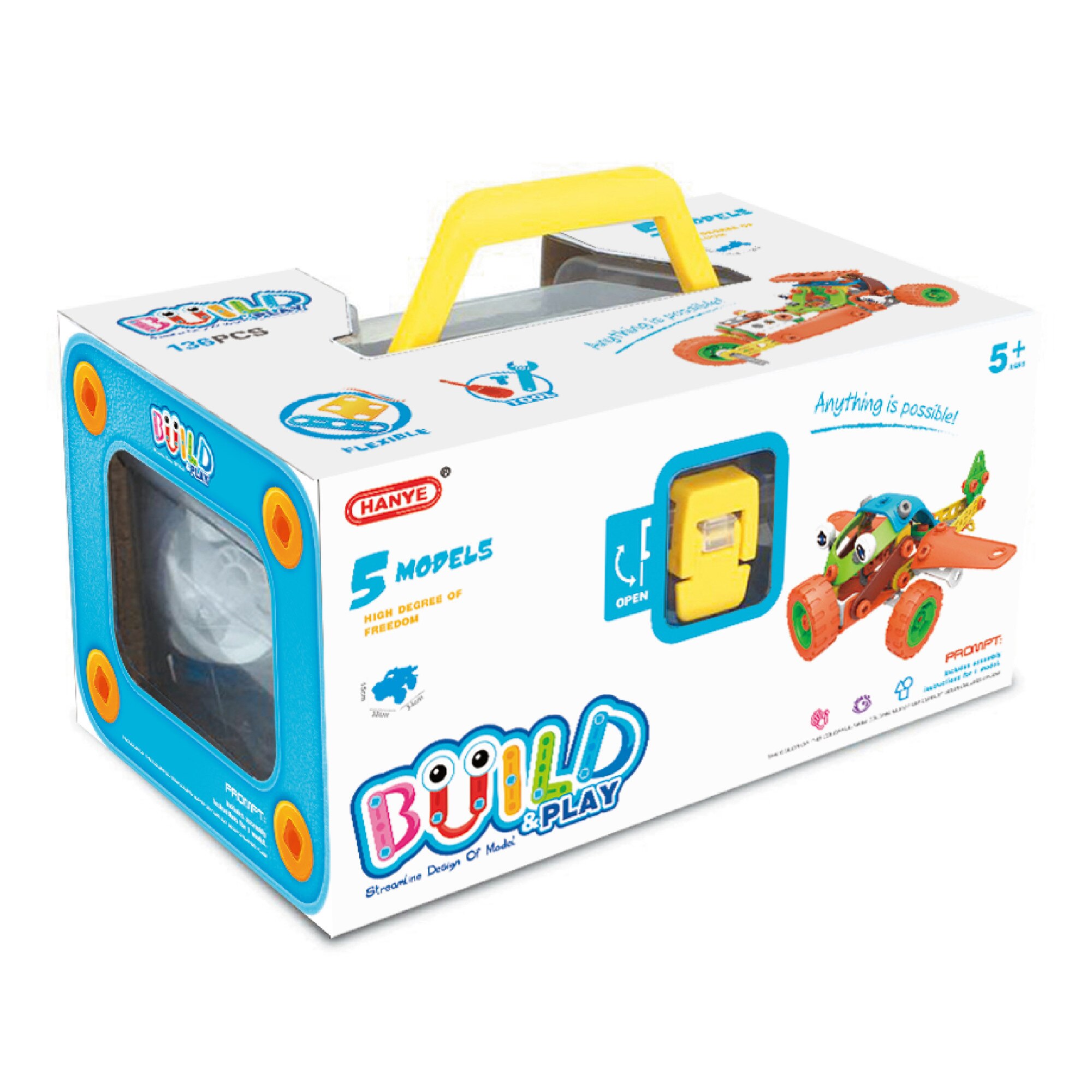 Set de constructie Mappy Build&Play, 5 in 1, 136 piese, EM7752