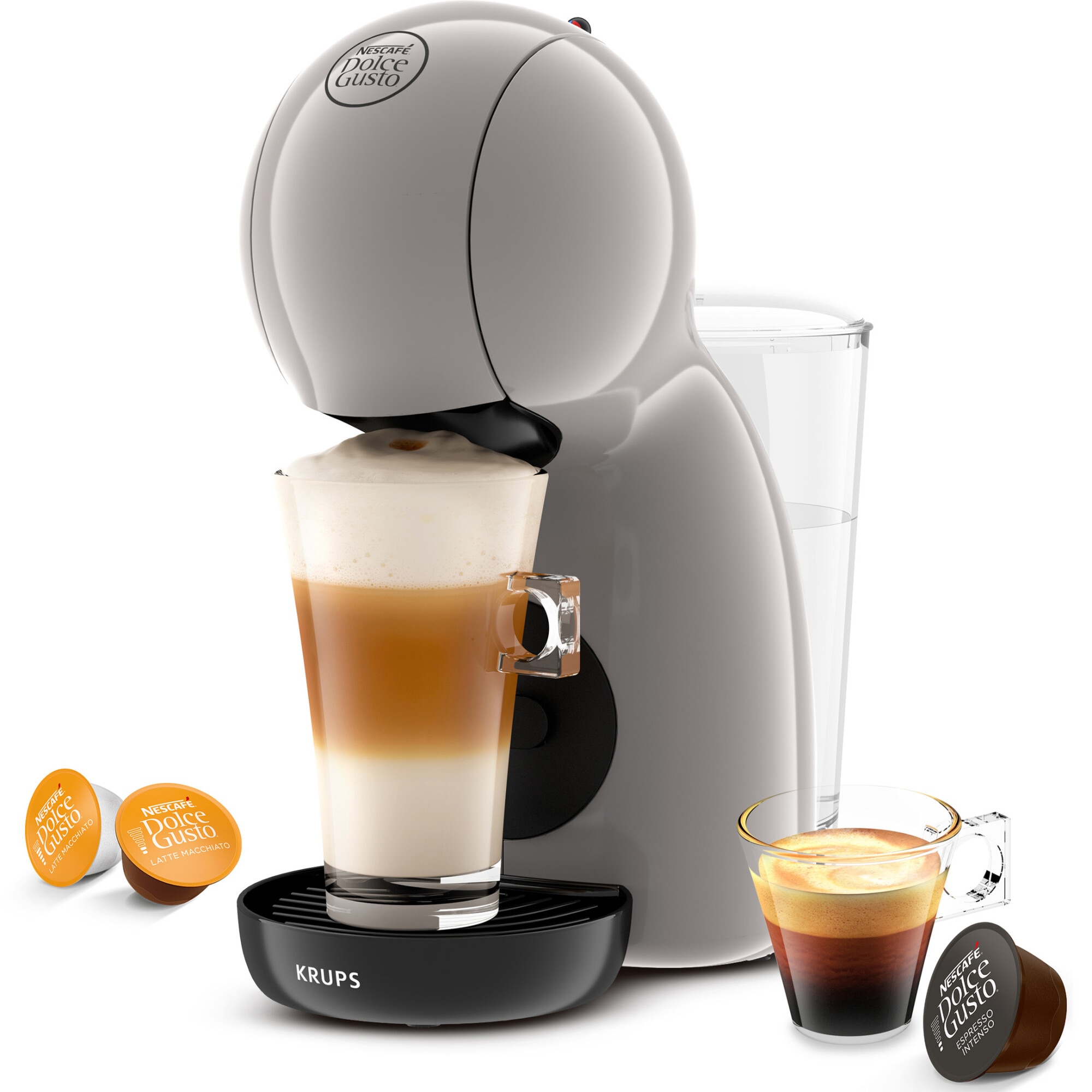 Krups NESCAFÉ® Dolce Gusto® Piccolo XS KP1A3AF0 capsule coffee machine, 1600W, 15 bars, 0.8L water tank, over 30 hot or cold drinks, Hot &amp; Cold function, Eco function, cream