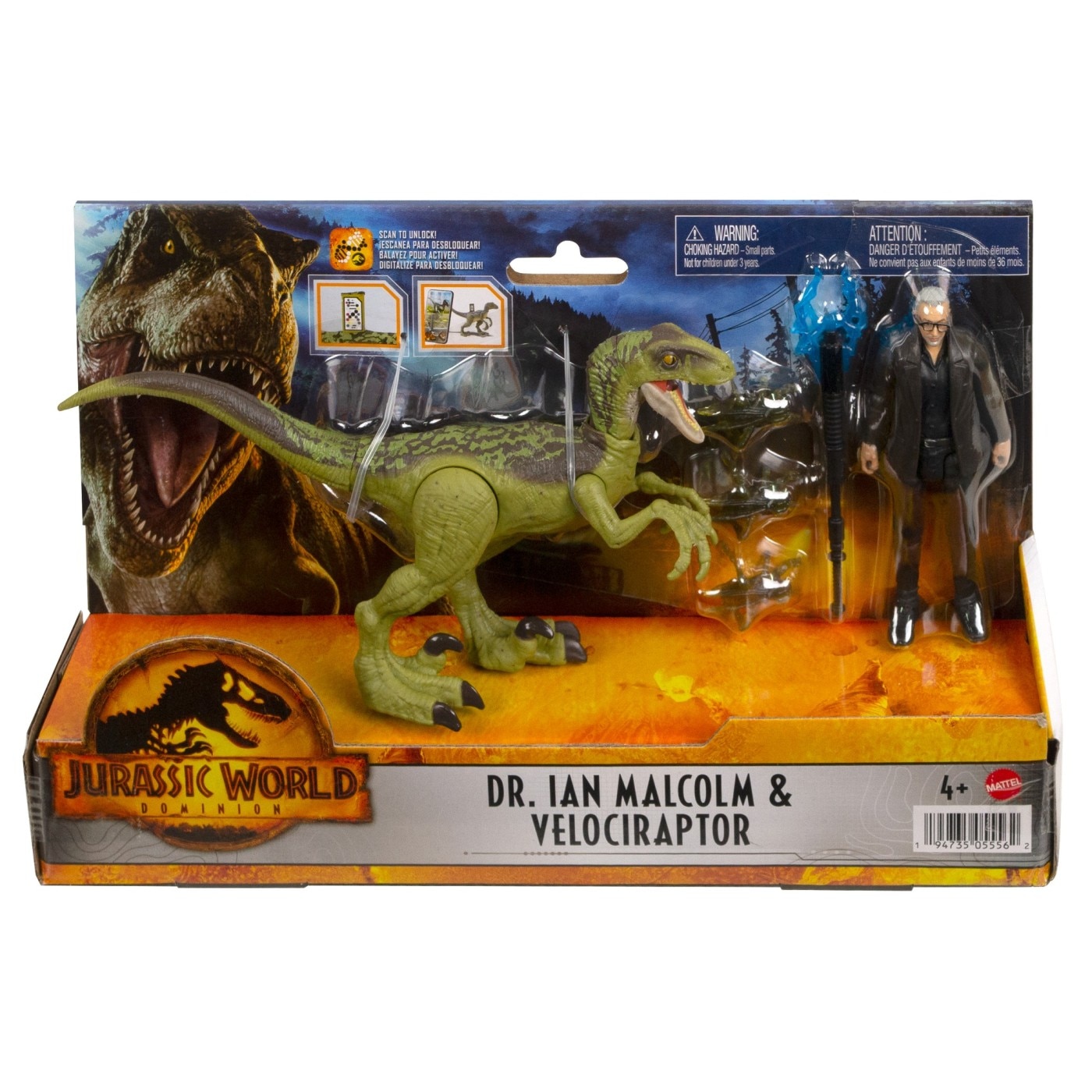 Set 2 figurine Jurassic World - Dr. Ian Malcolm si Velociraptor
