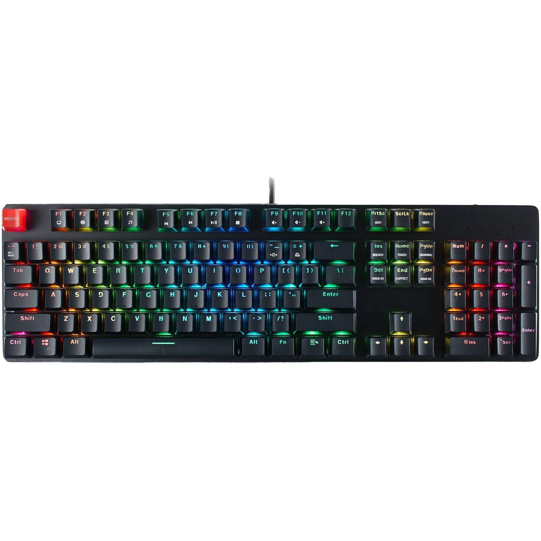 Tastatura mecanica gaming Glorious GMMK Full-Size, iluminare RGB, switch Gateron Brown, US-Layout, Negru