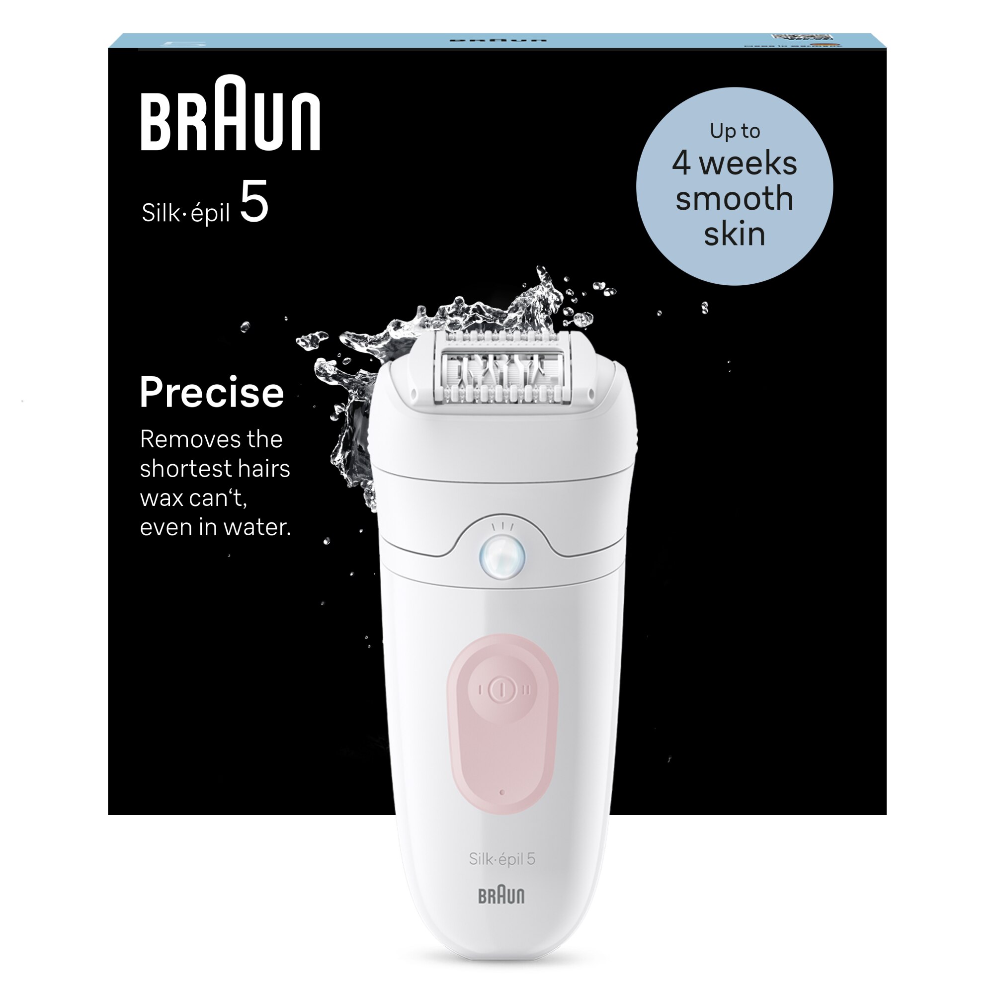 Braun Silk-épil 5 5-000 Wet &amp; Dry Epilator, MicroGrip, Smart Light, 28 tweezers, 2 speeds, White.